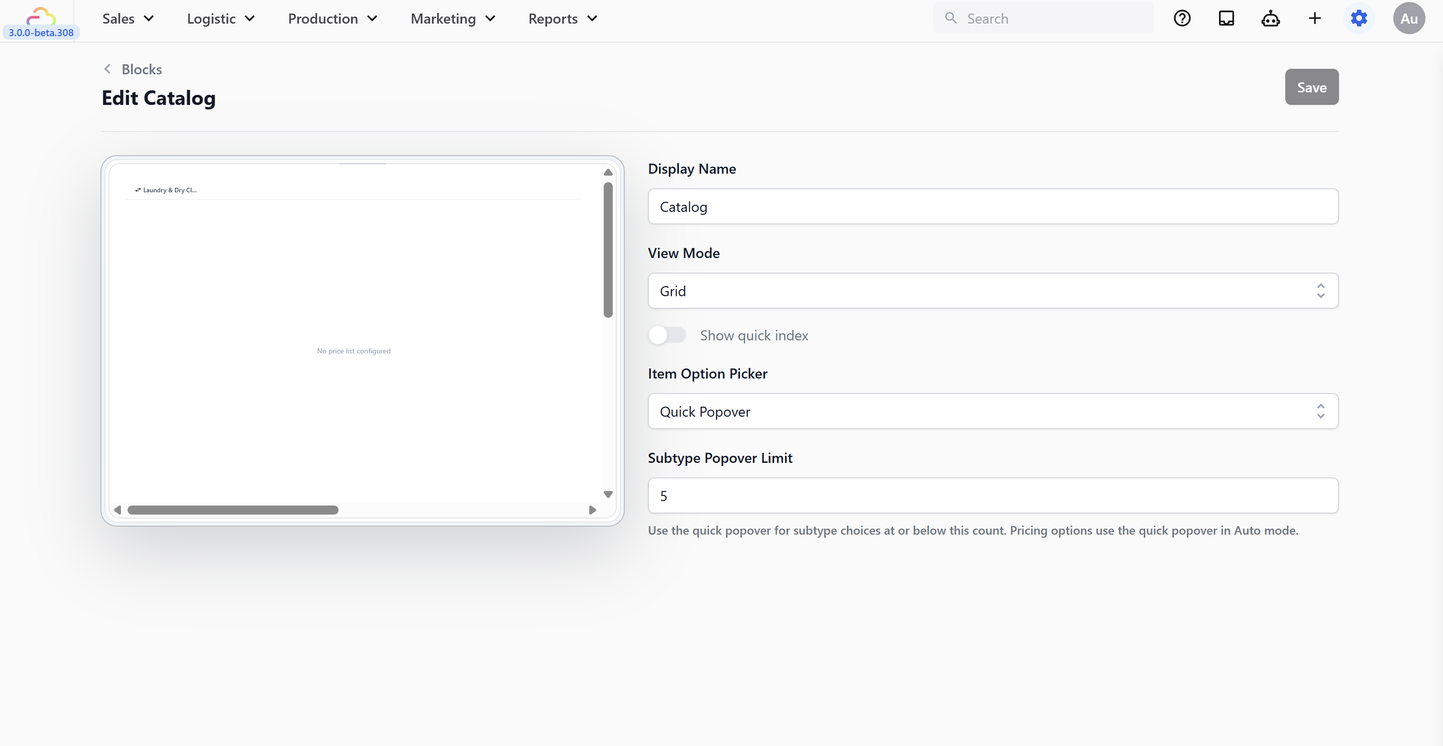 Displays your service items on the Checkout screen.