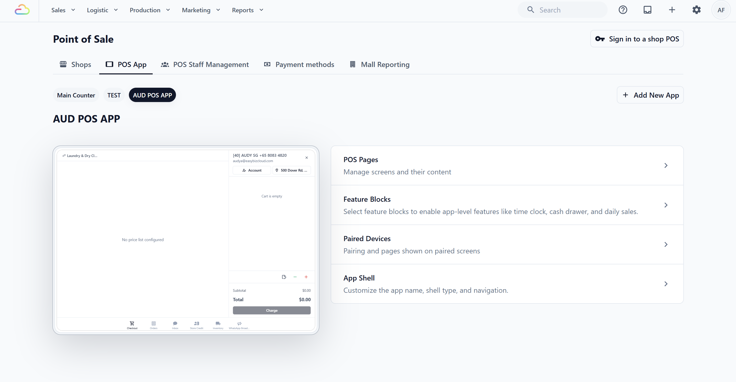 Under the Sales Channels section, click Point of Sale.