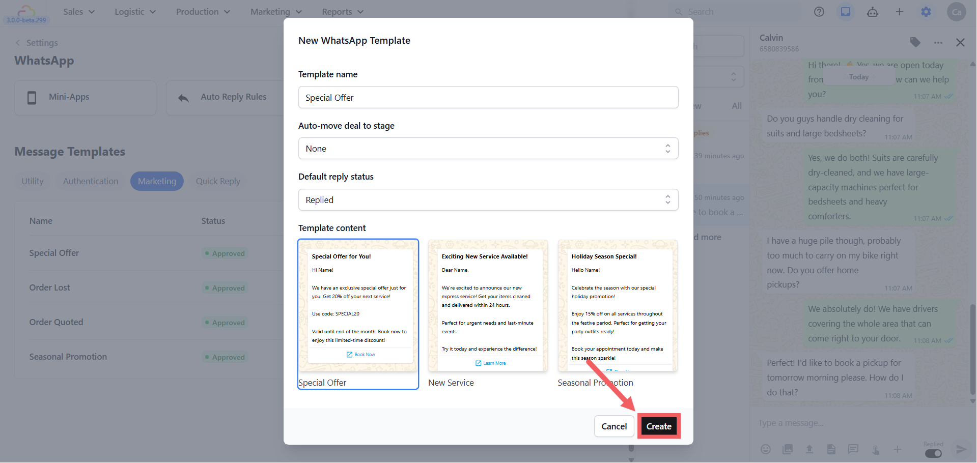 Choose a design, then click Create.