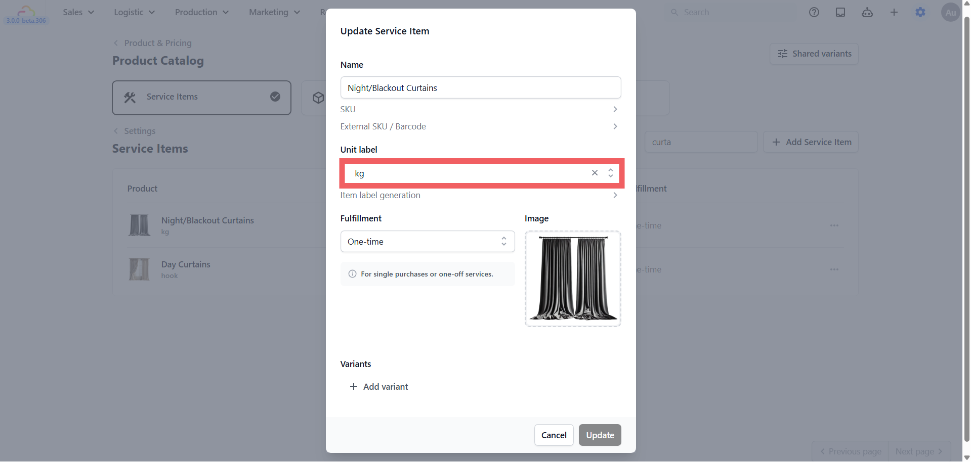 Check your items in the Product Catalog