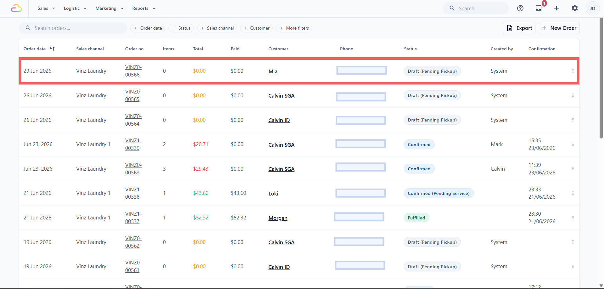 Find the new recurring order in the list and click it to open it.