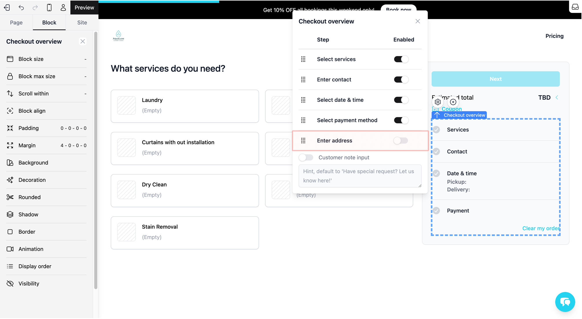 Toggle Steps: You can turn specific steps (like Address) On or Off depending on what your business needs.