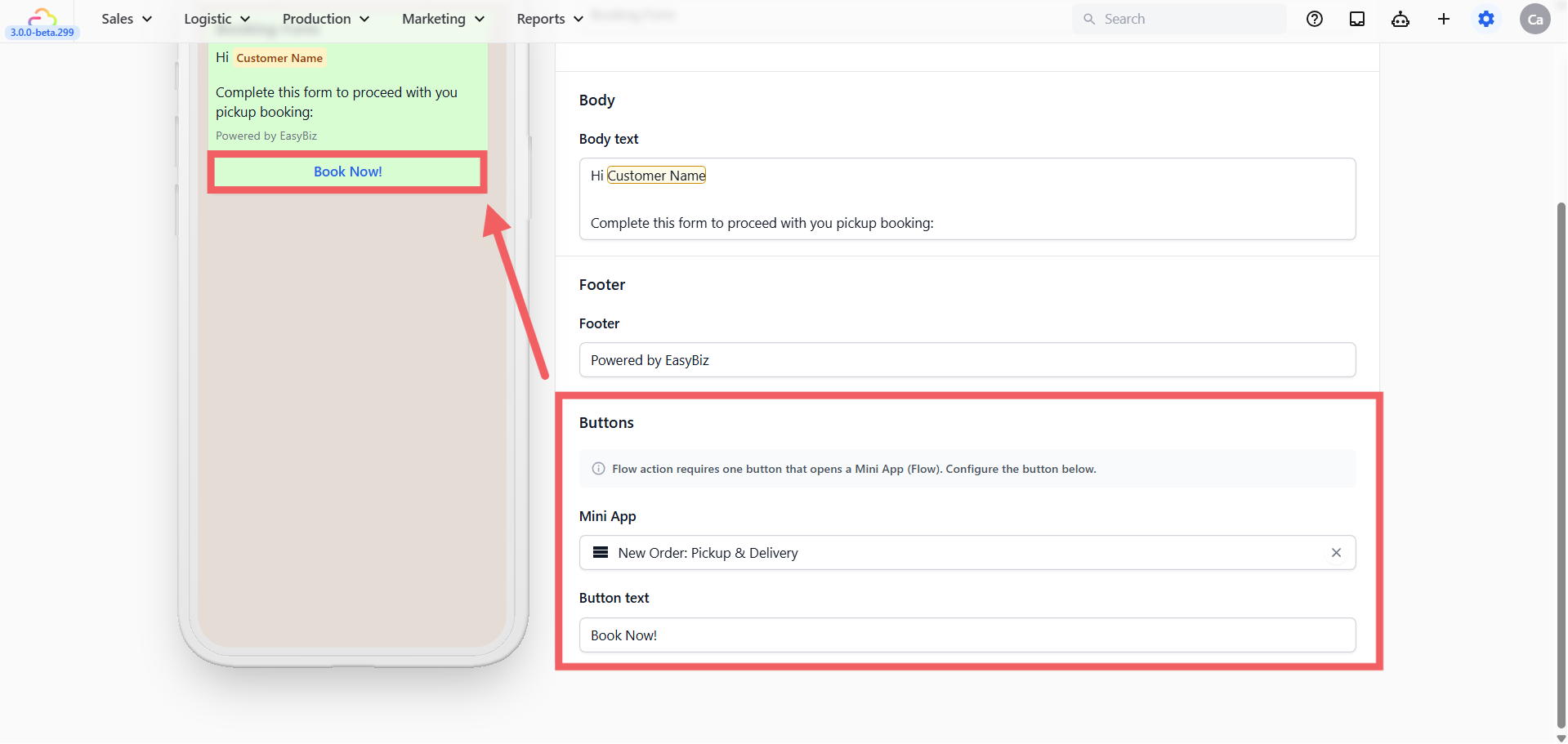 Mini App action