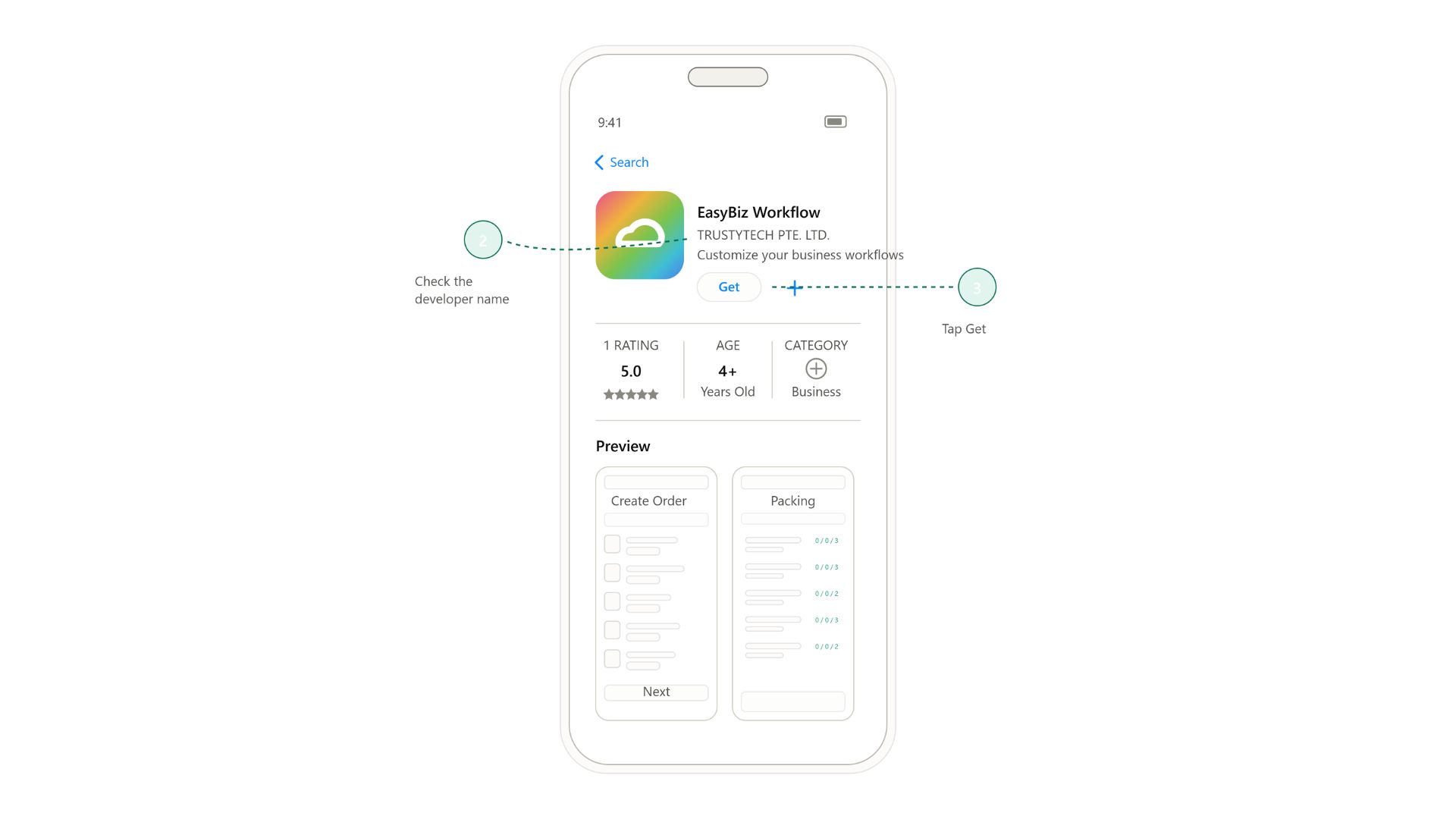 EasyBiz Workflow listing in the Apple App Store