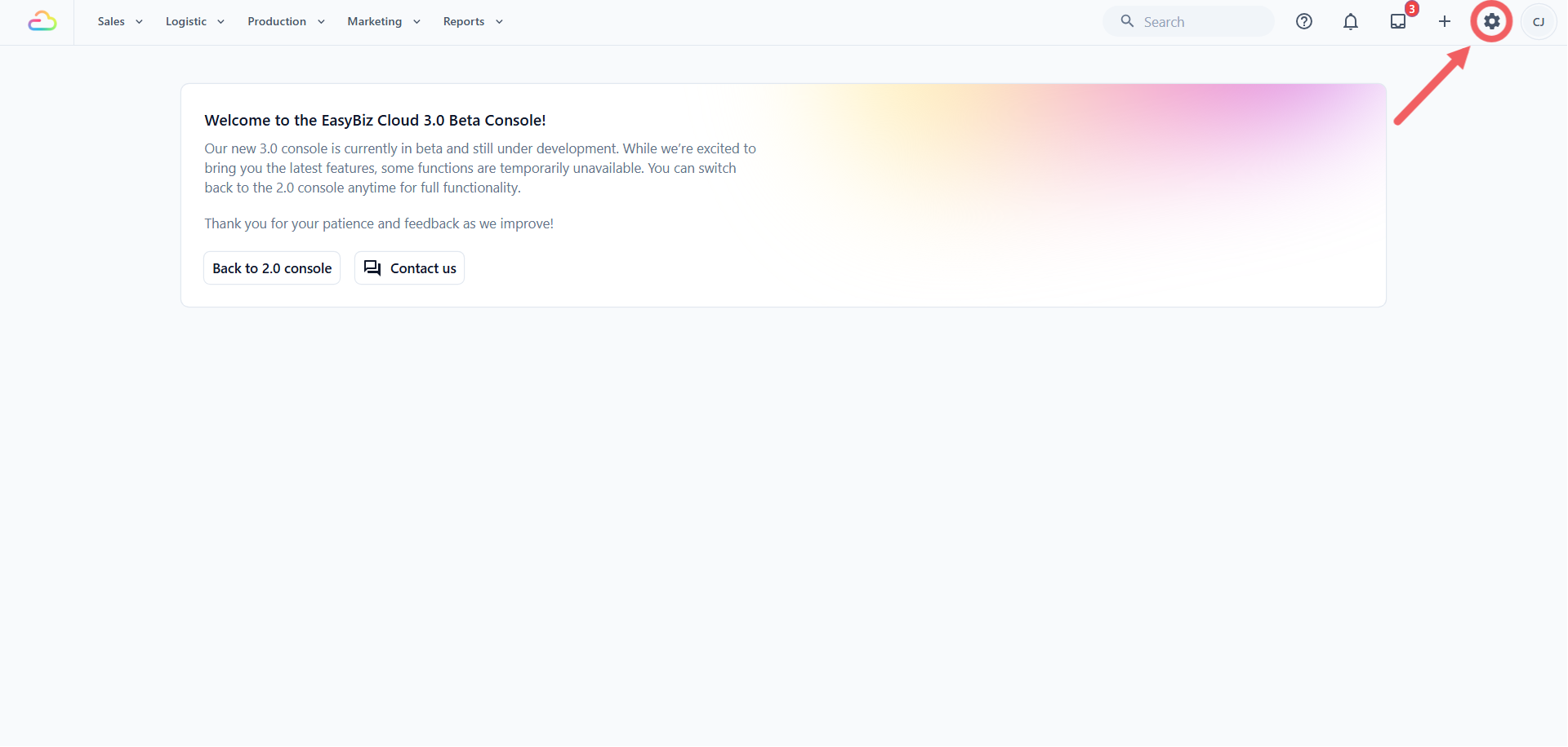 Click Settings in the Top Right of the screen