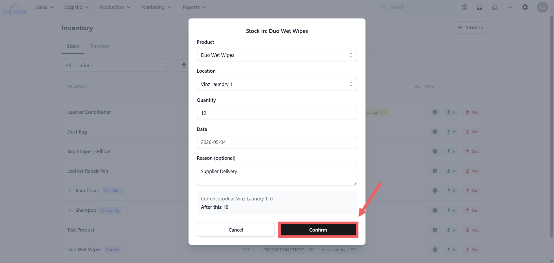 Click Confirm.