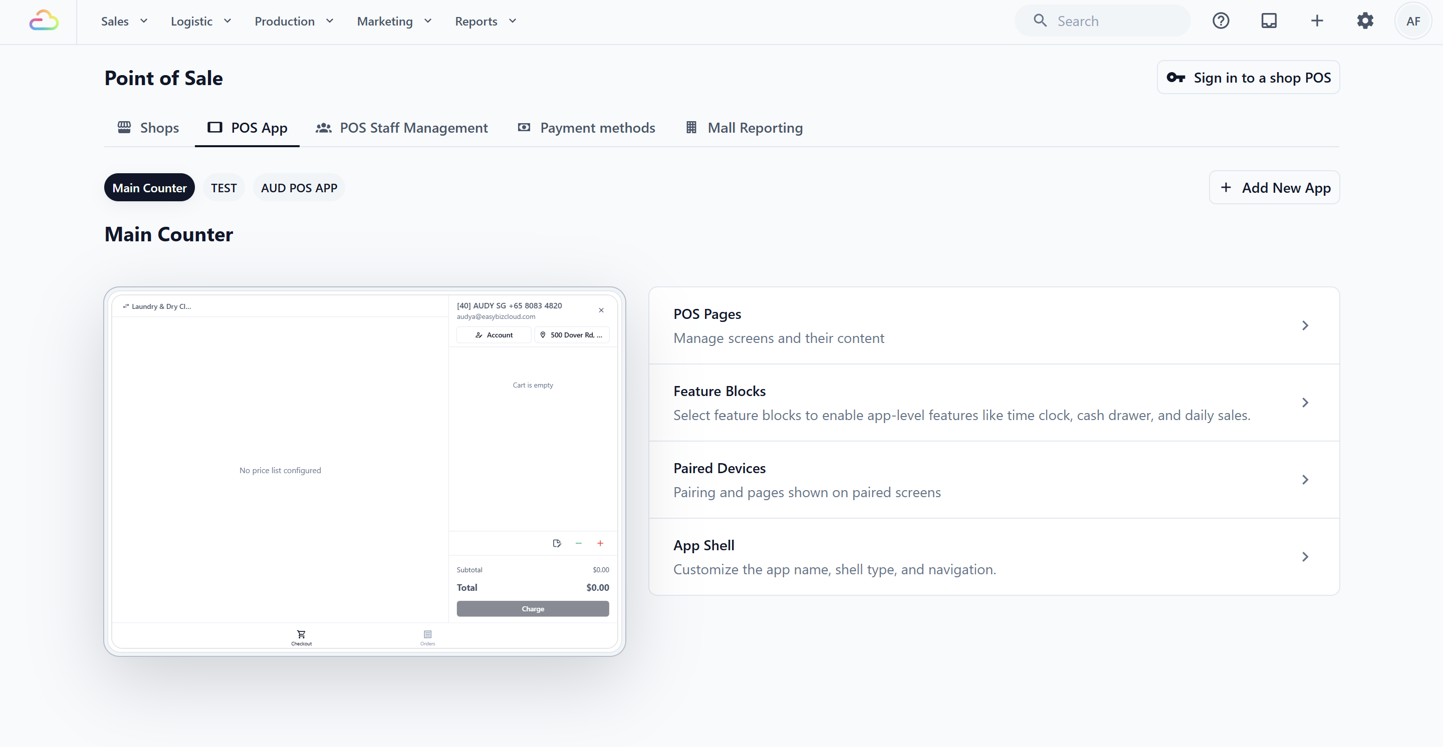 Under the Sales Channels section, click Point of Sale.