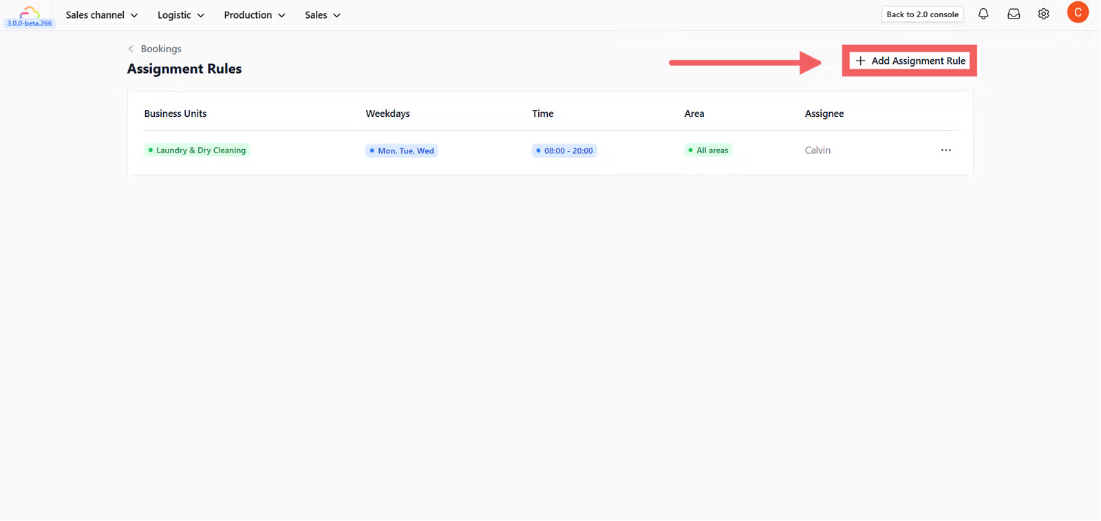 Under the Bookings section, click Assignment Rules.