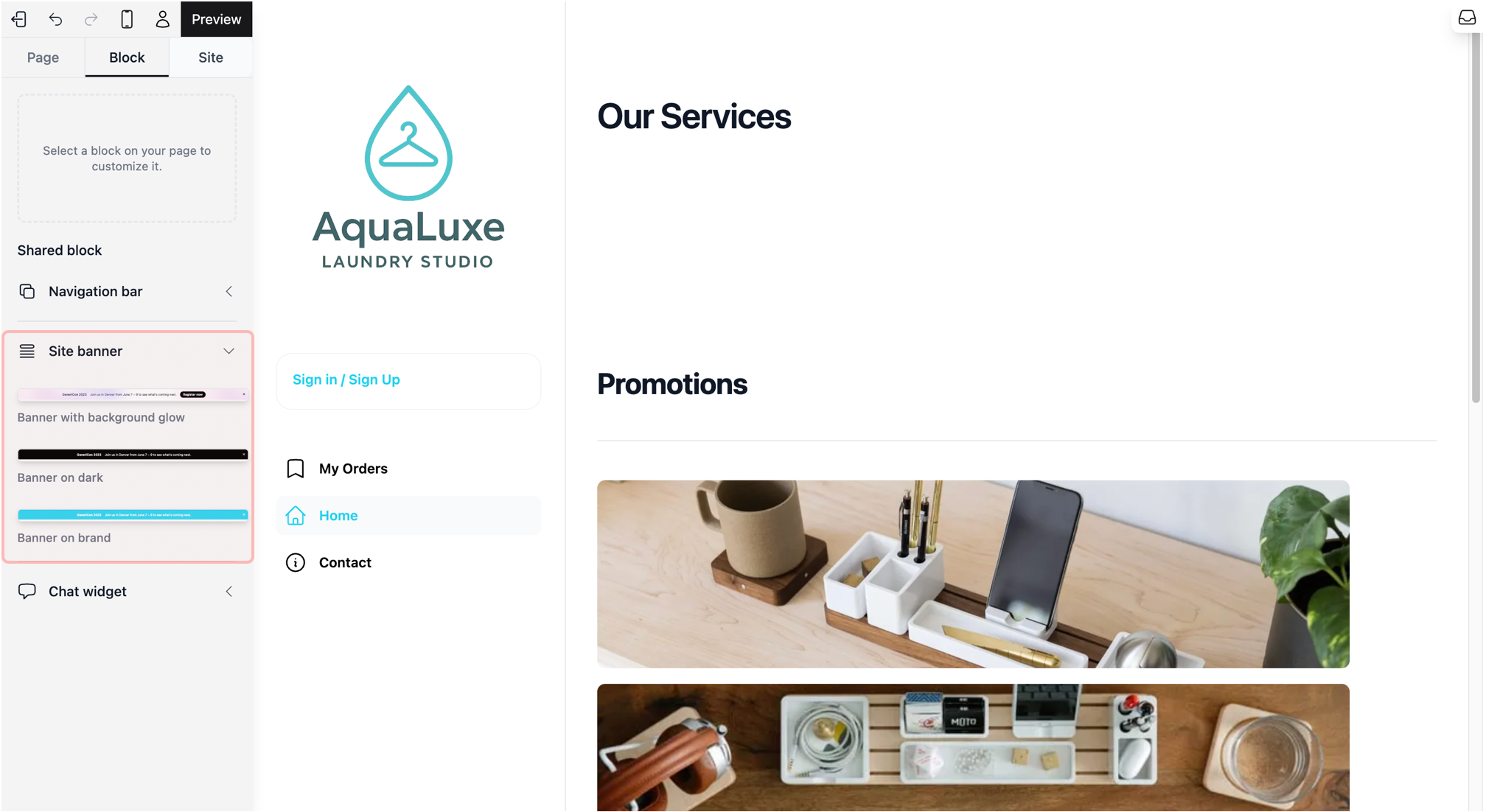 This opens a list of different banner designs.