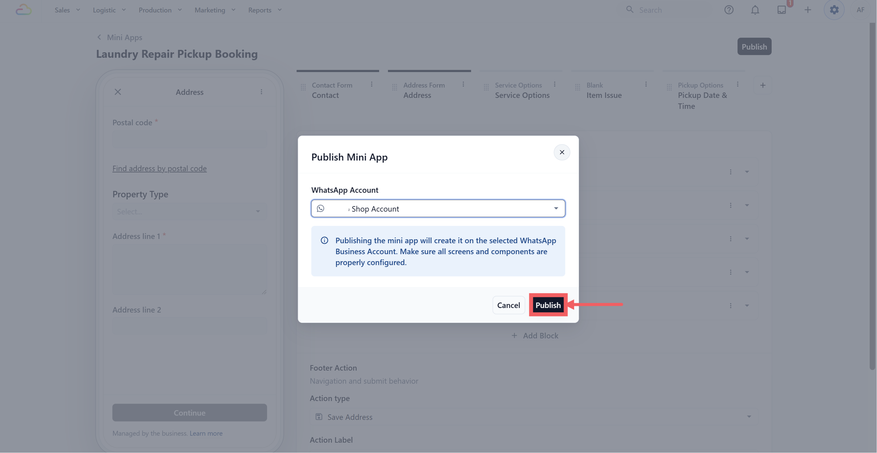 Click the black Publish button at the top right corner of the editor.