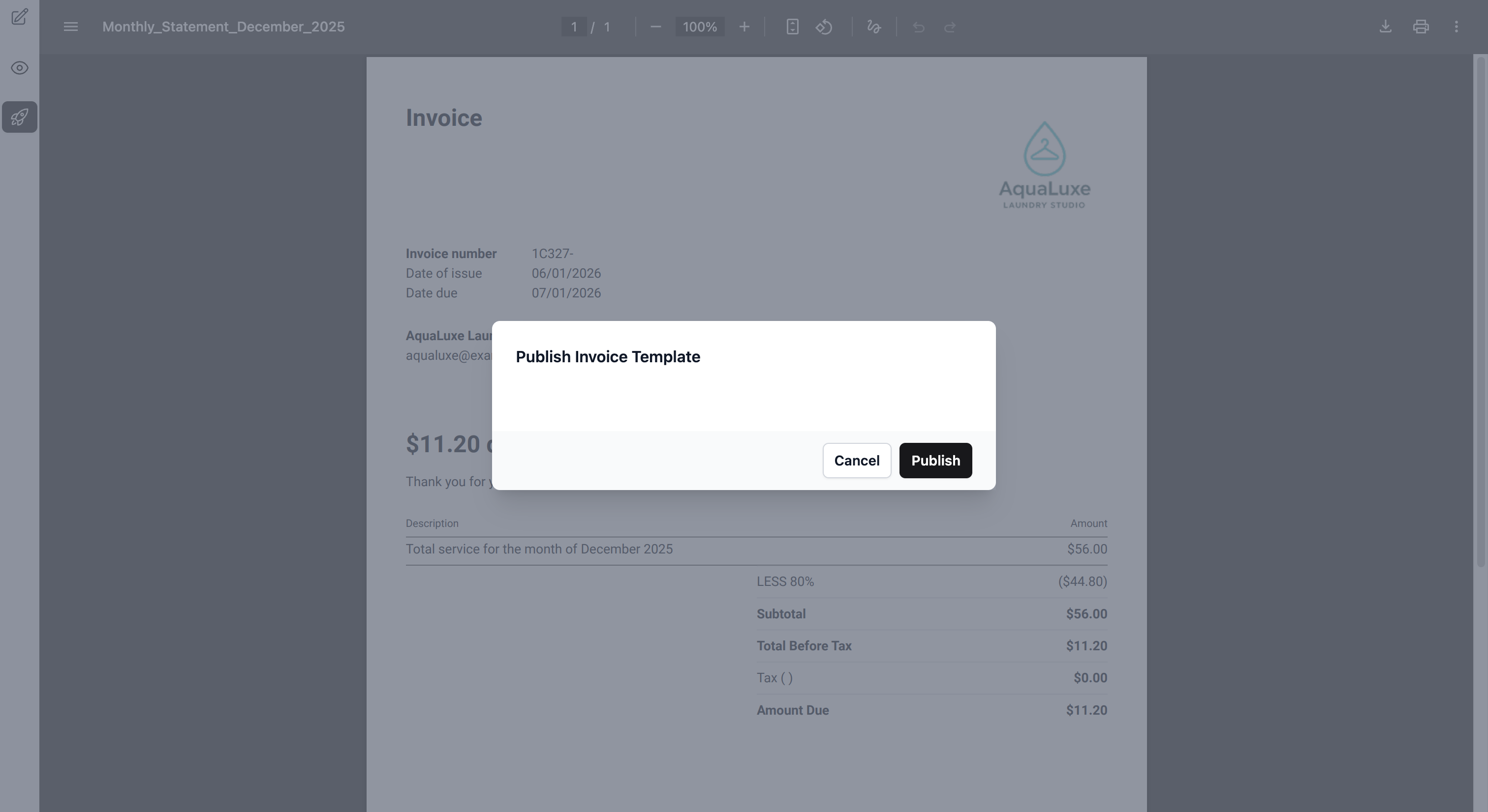 A pop-up window will appear for you to confirm the choice. Click on the Publish button to confirm.