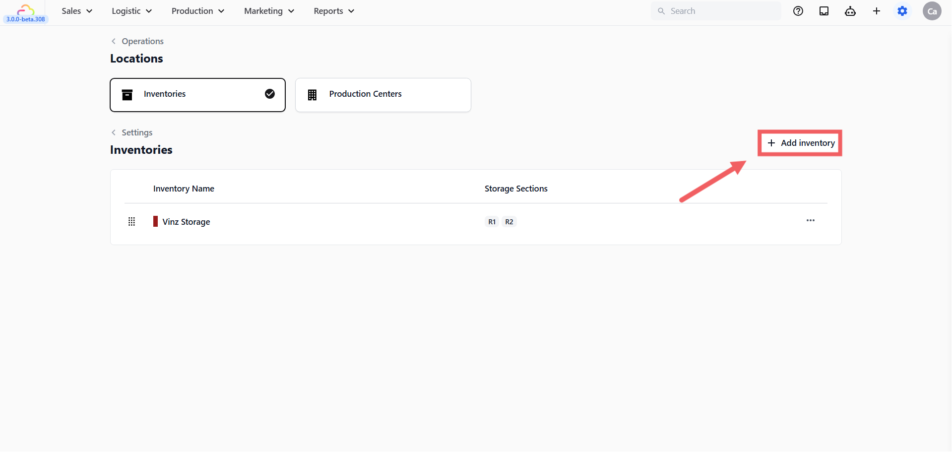 Click + Add inventory.