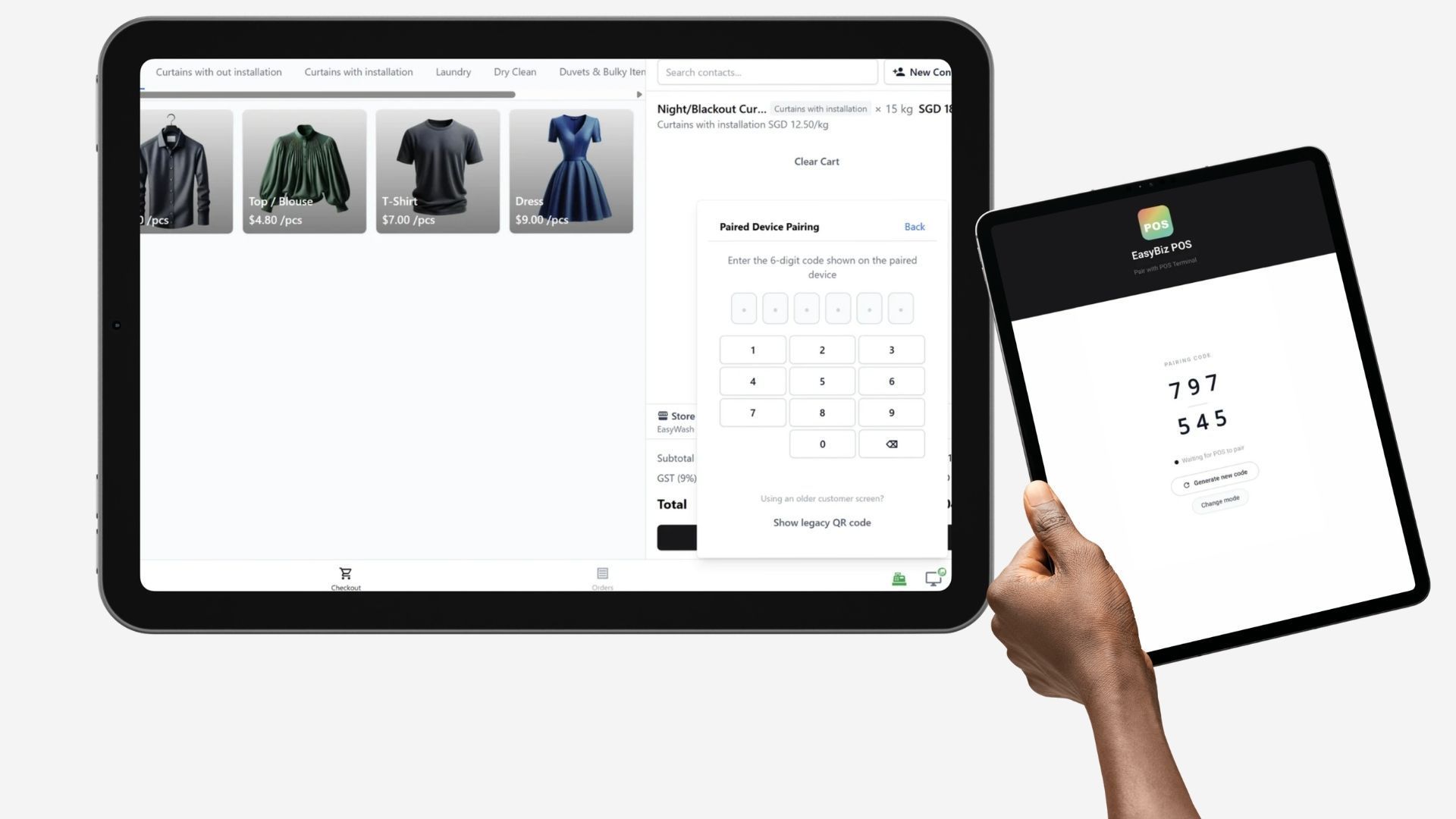 You will see a 6-digit code to pair with the EasyBiz POS Desktop App.