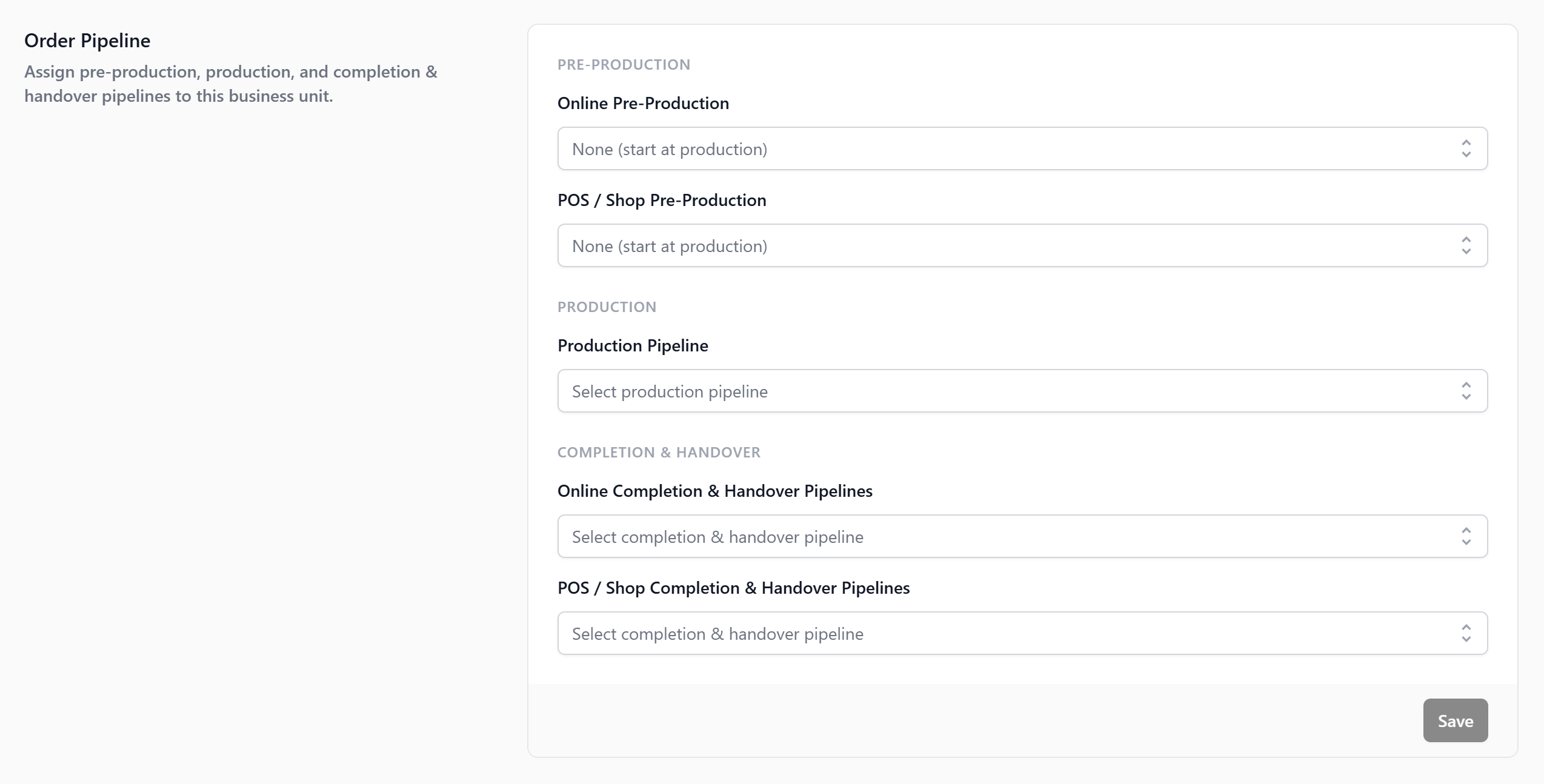 An Order Pipeline defines the stages an order moves through, from when it is created to when the customer collects. Each stage is a checkpoint your team can see at a glance.