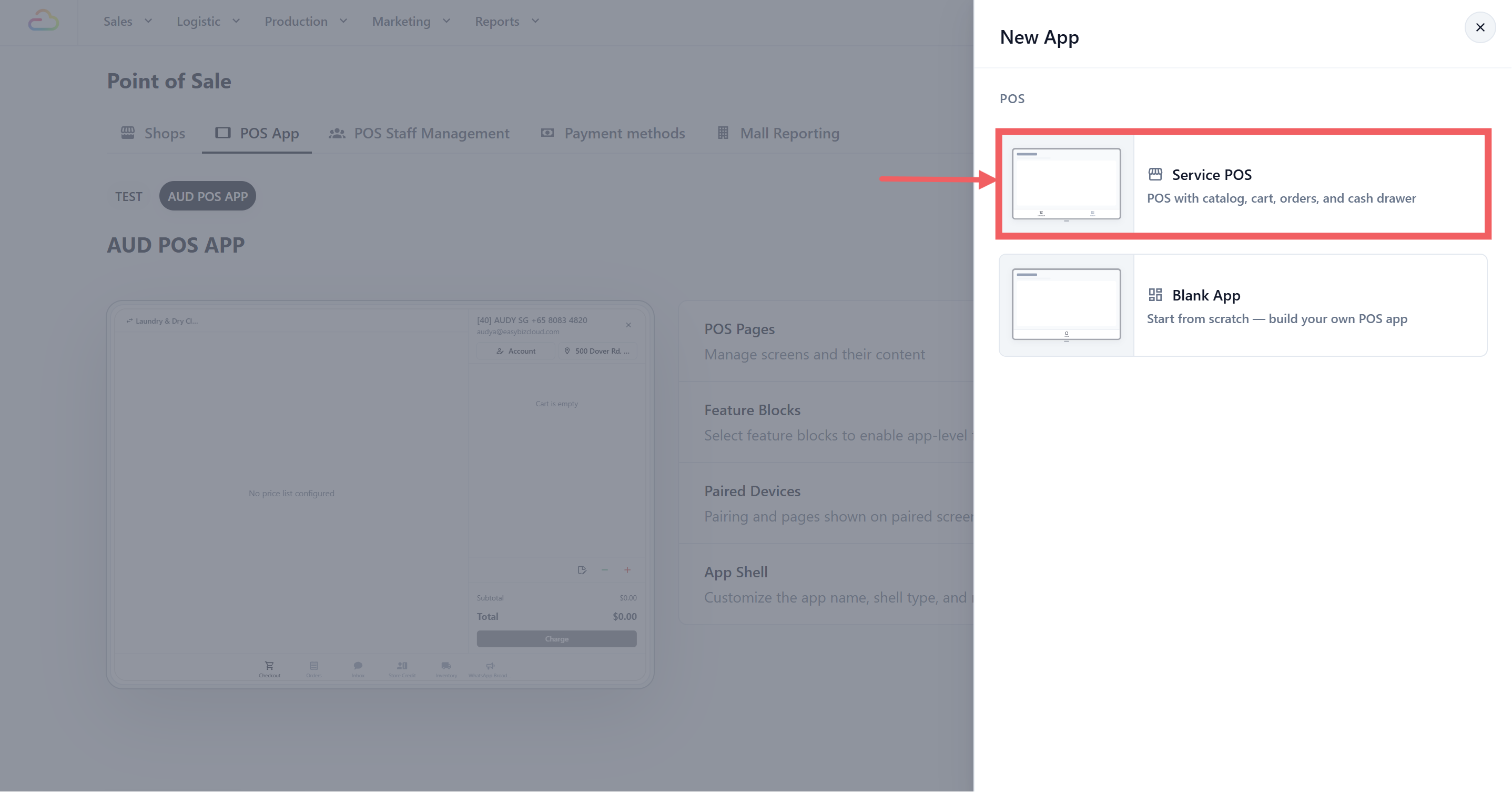 Choose POS App tab and Click + Add New App at the top right