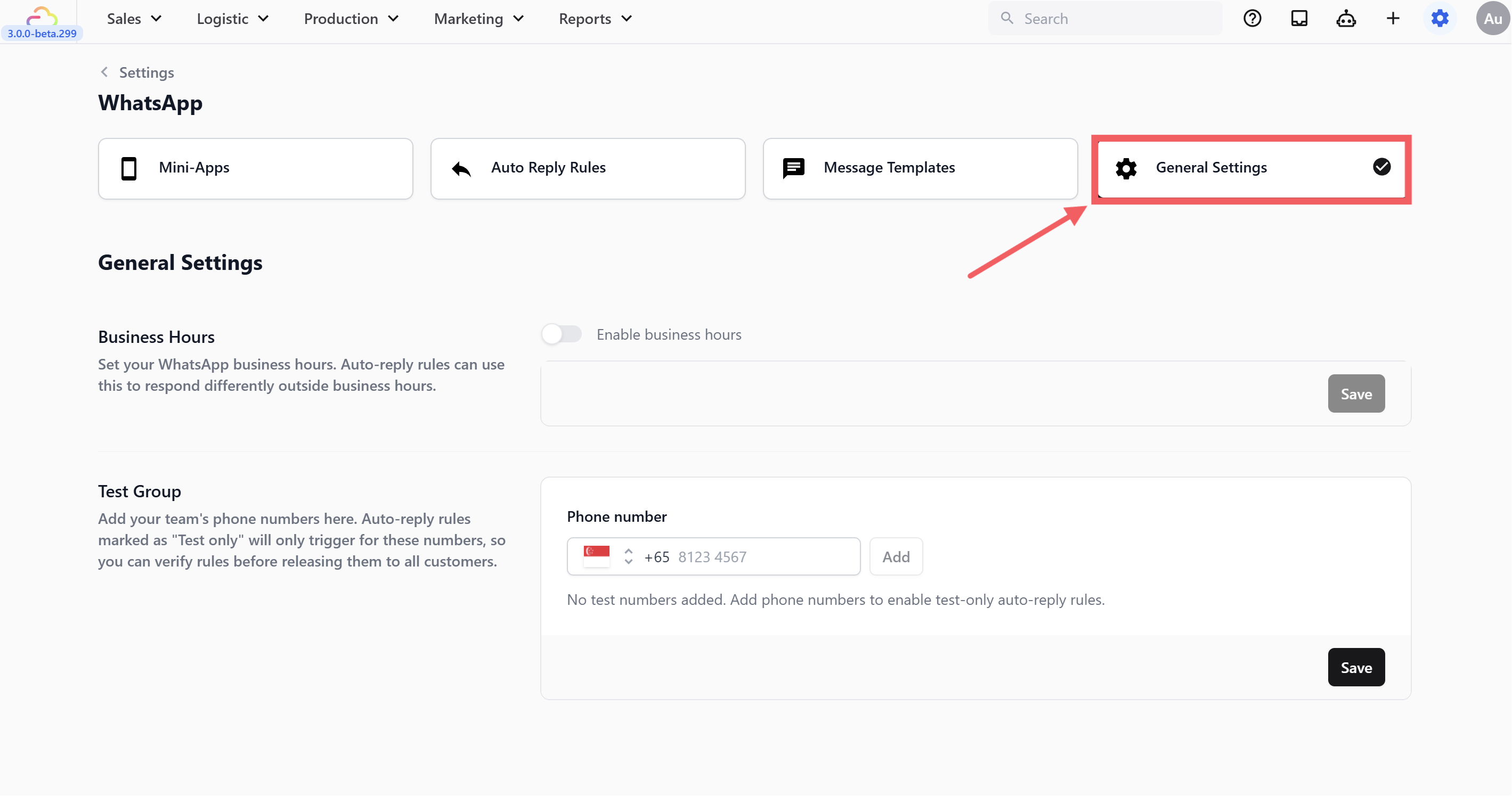 Click the General Settings tab