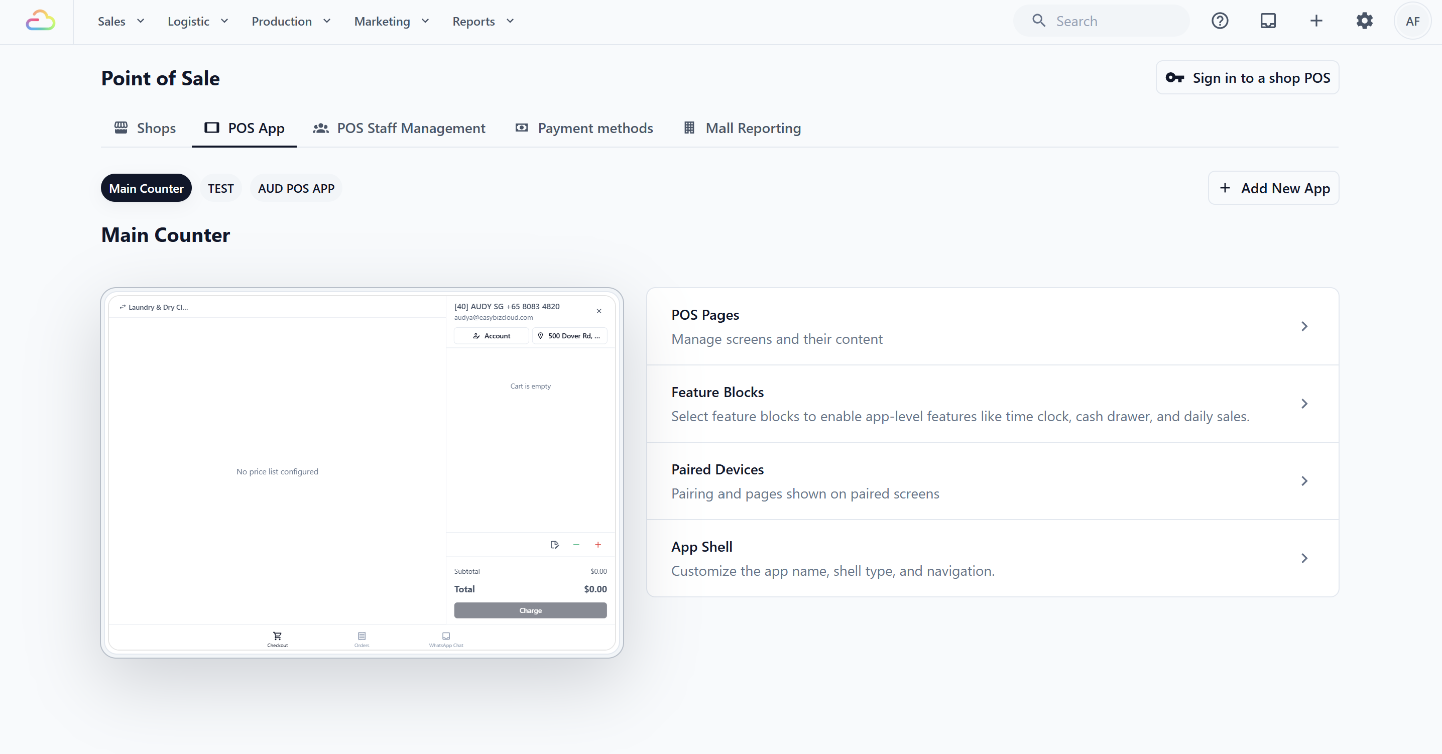 Under the Sales Channels section, click Point of Sale.