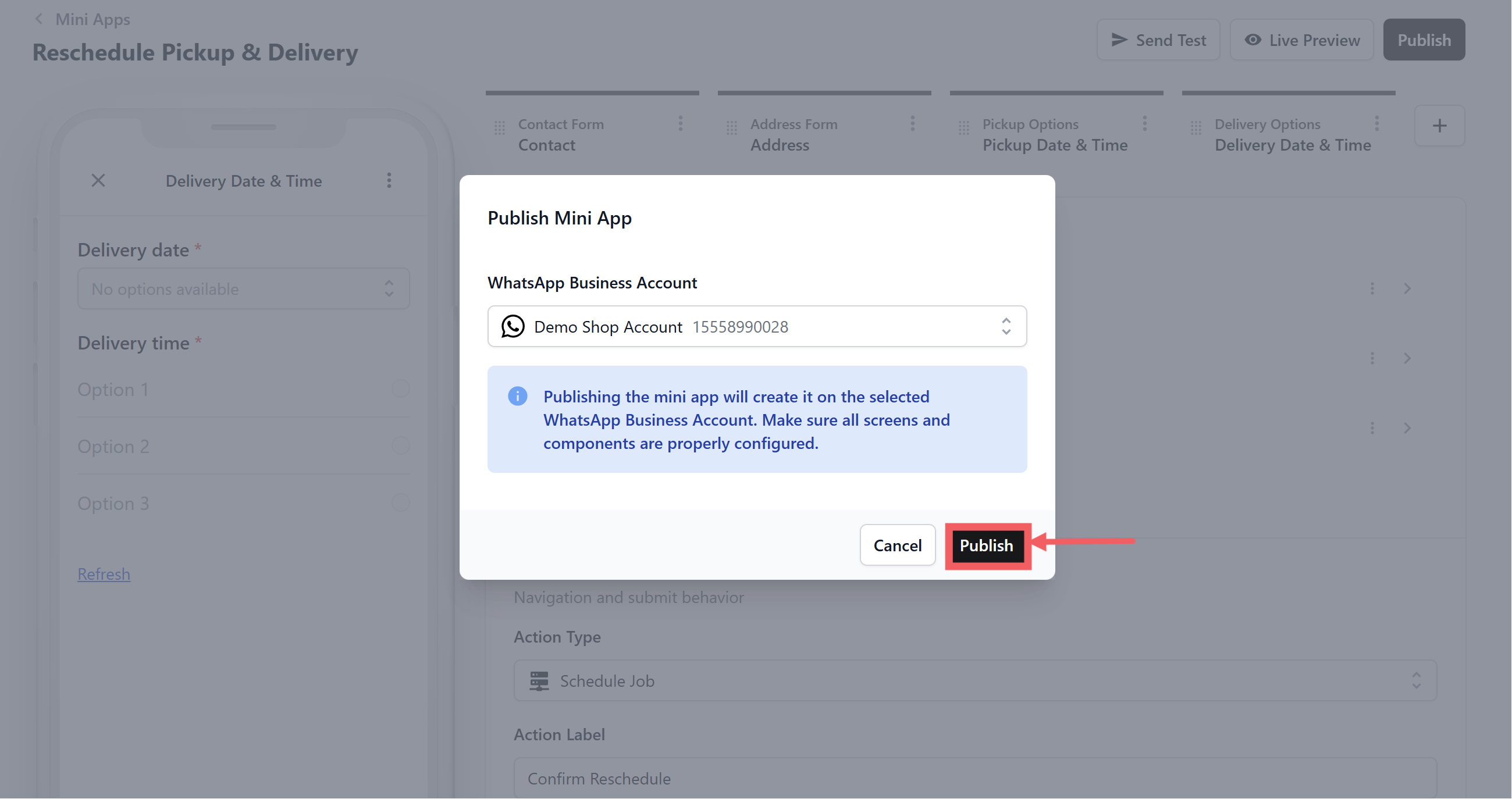 Click the black Publish button at the top right corner of the editor.