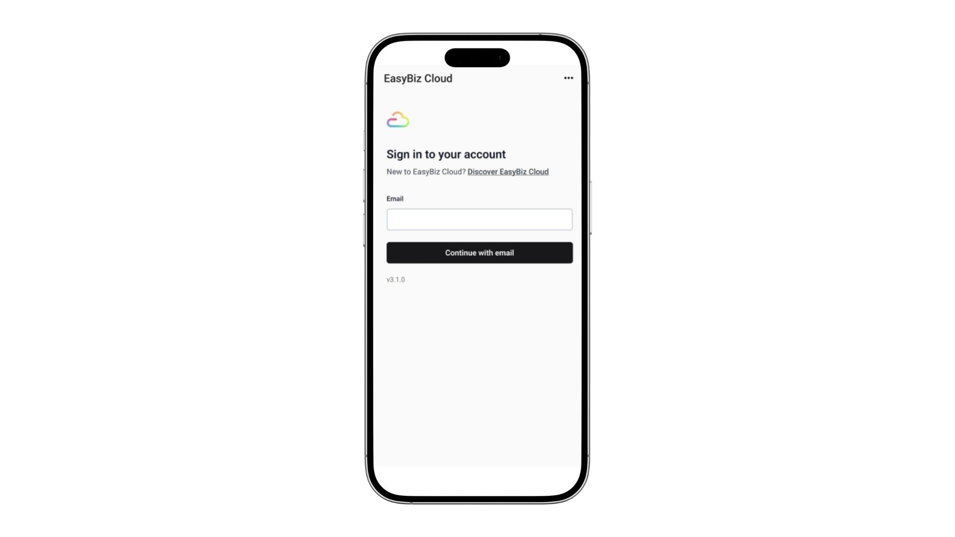 Entering an email address on the EasyBiz Workflow sign-in screen