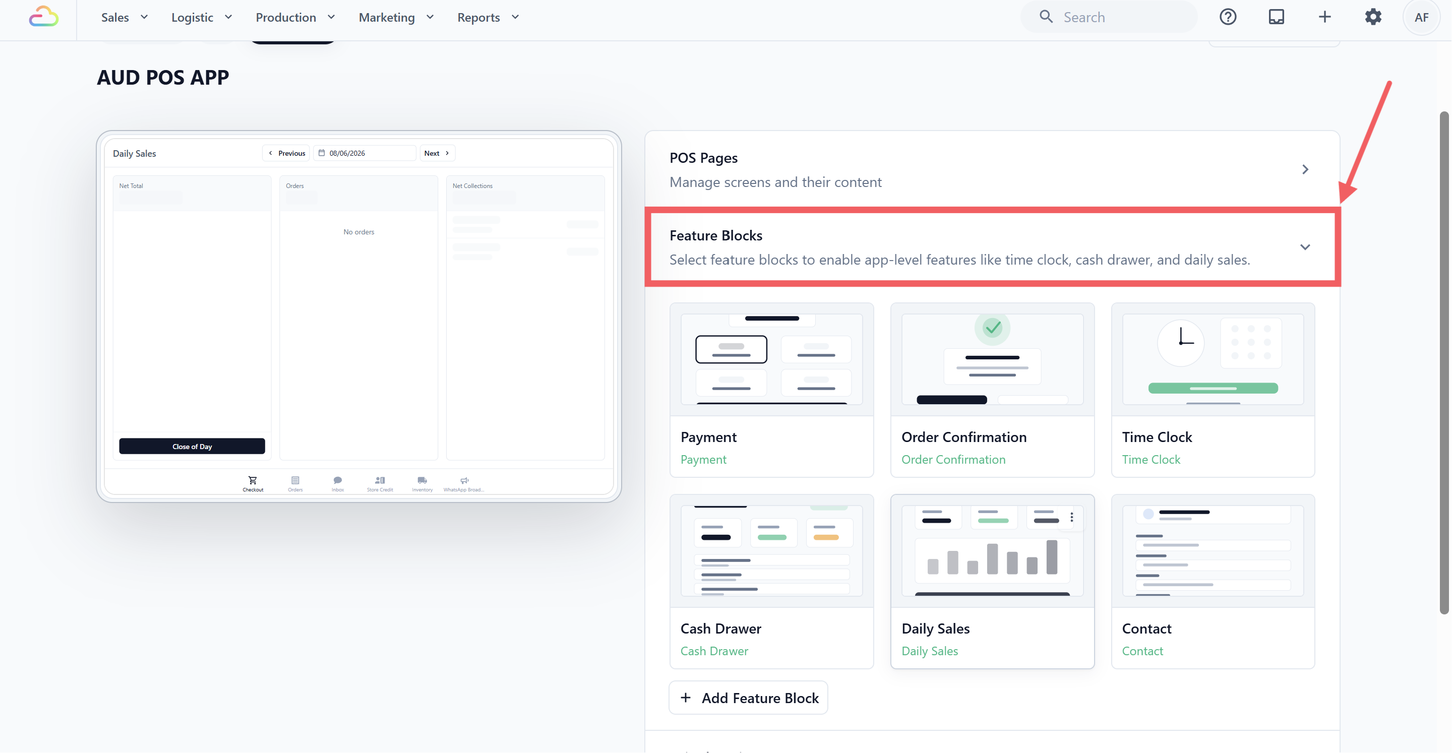 Click POS App, then open the app you want to set up.
