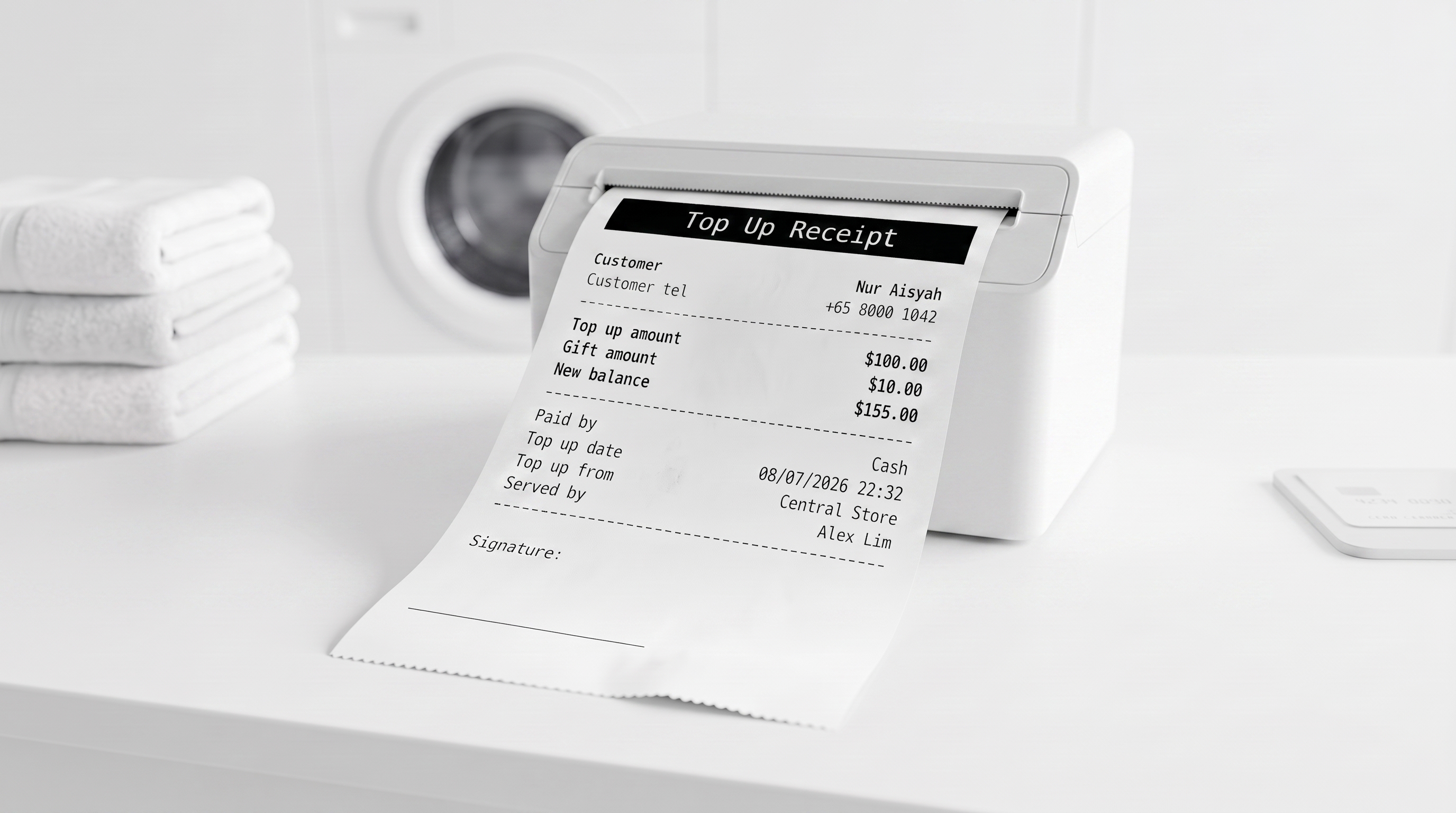 How the printed receipt looks