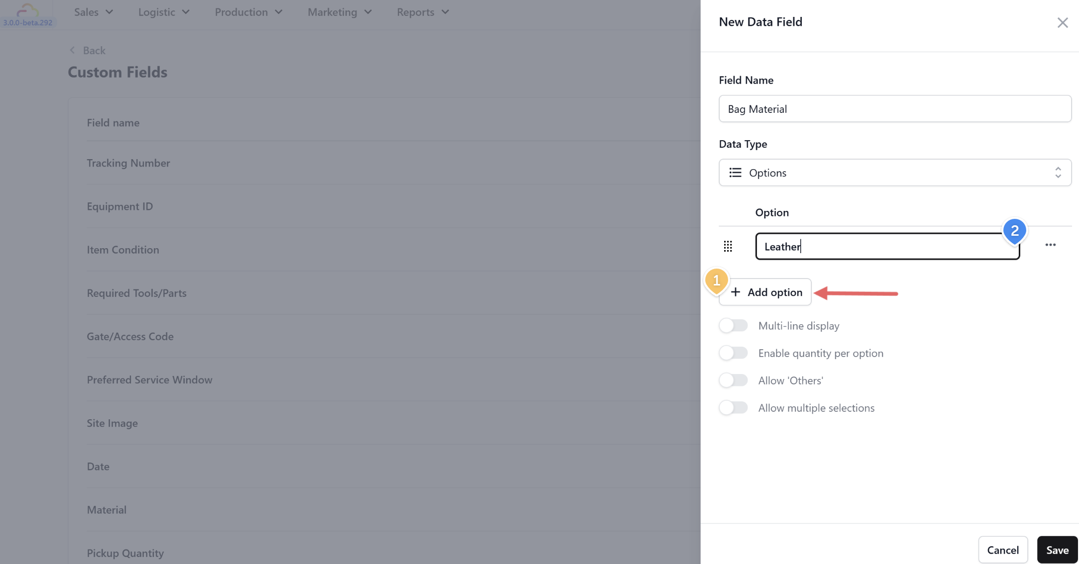 Adding Option Values