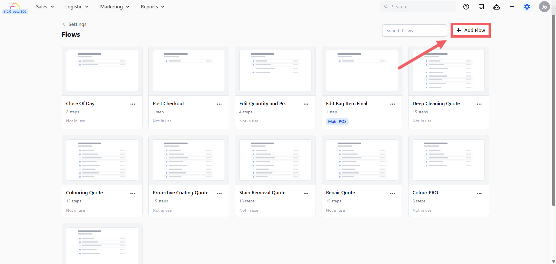 Click + Add Flow