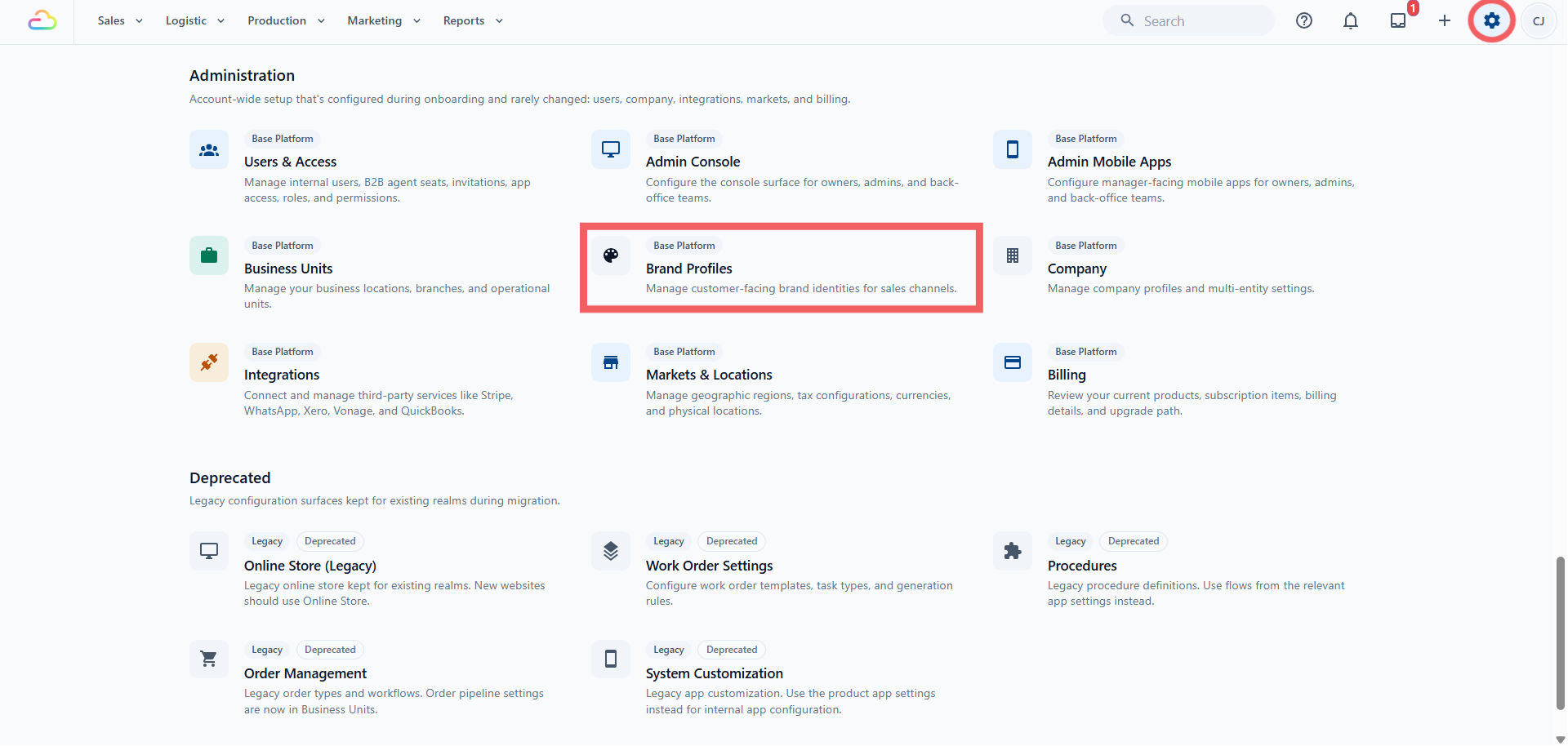 Settings → Brand Profiles