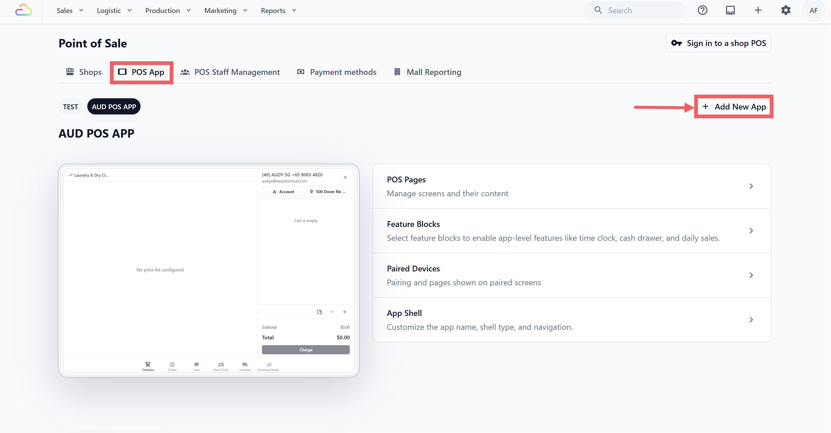 Under the Sales Channels section, click Point of Sale.