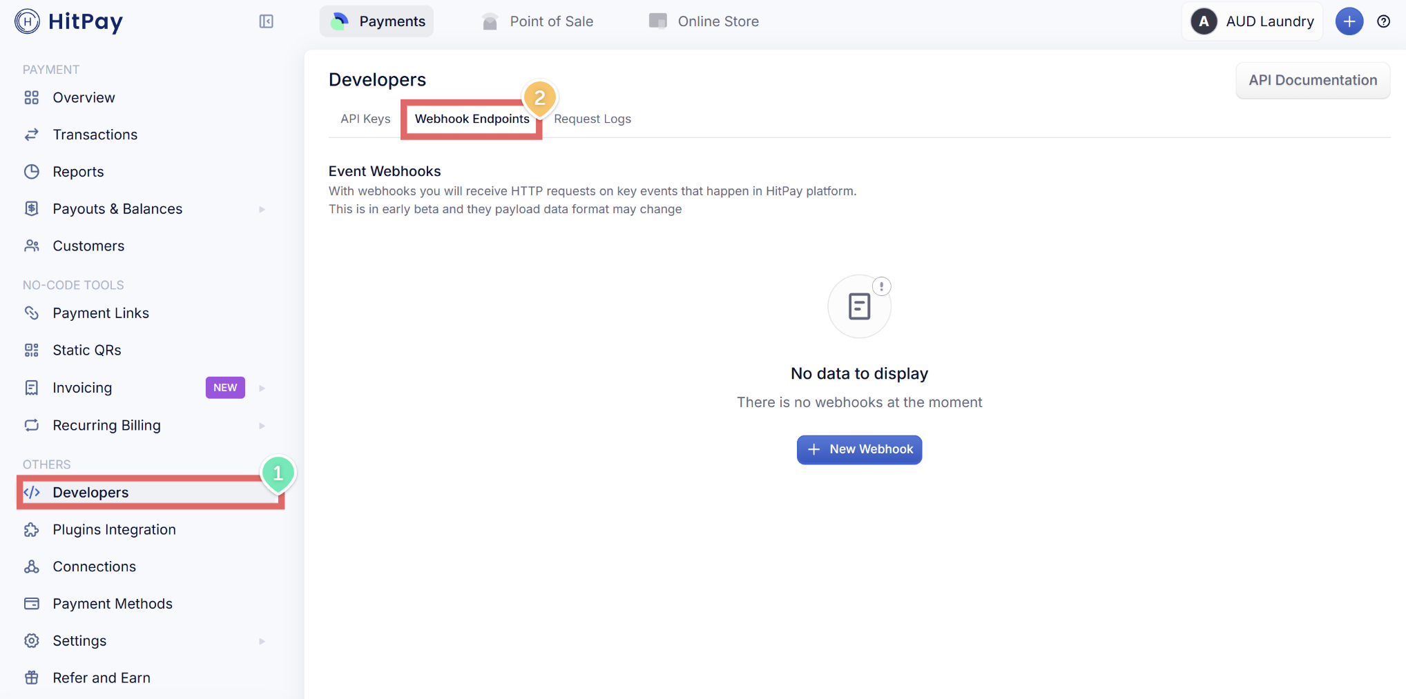 A webhook is how HitPay notifies EasyBiz when a payment is completed or fails. You need to set this up so EasyBiz knows when a customer has paid.