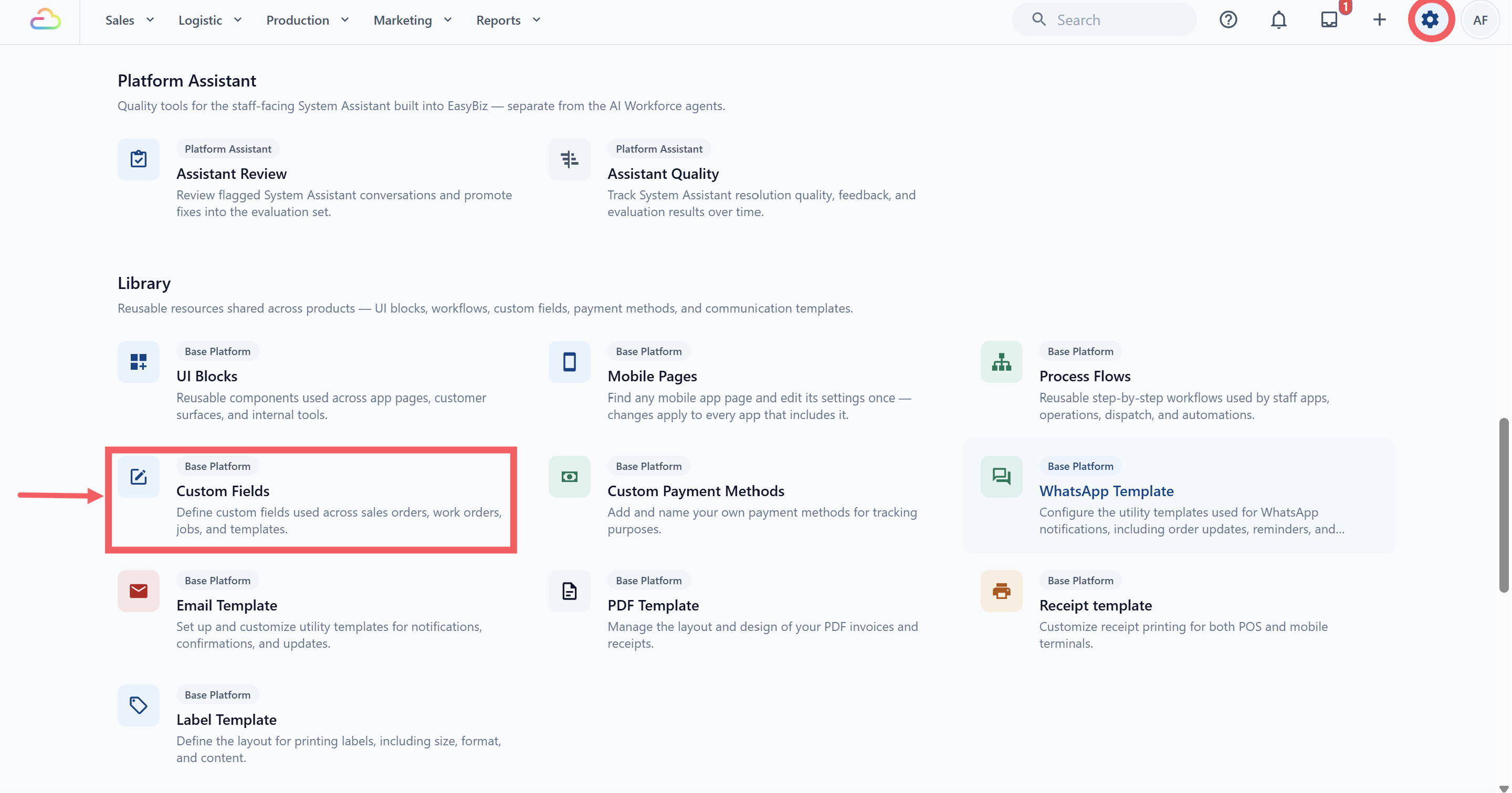 Custom field in settings page