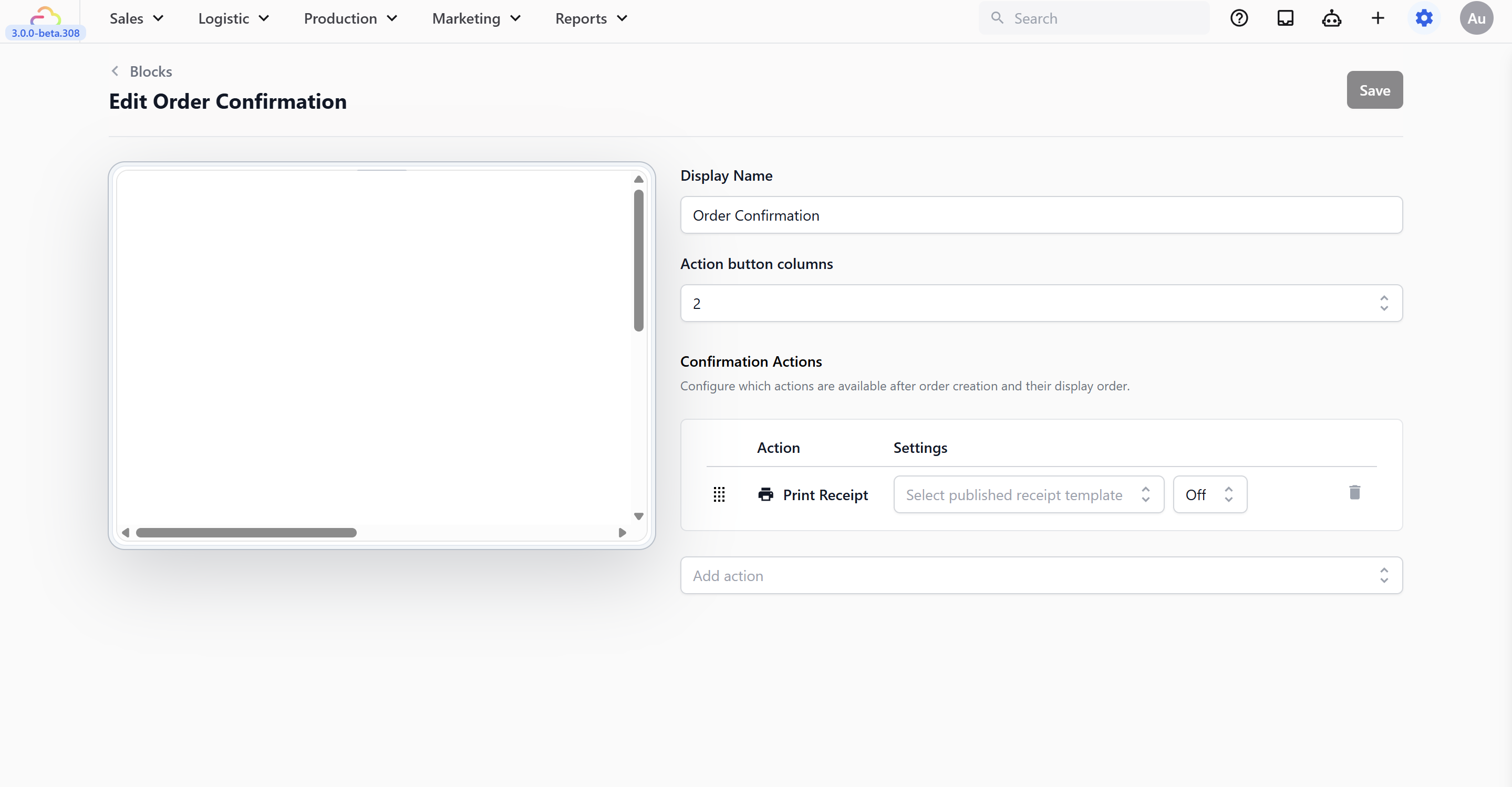The screen shown right after an order is placed — a green checkmark, the order total, and action buttons.
