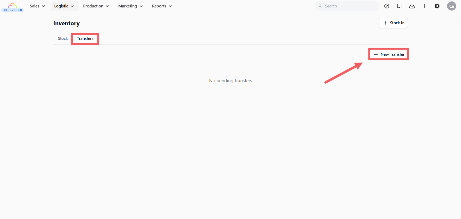 Click + New Transfer.
