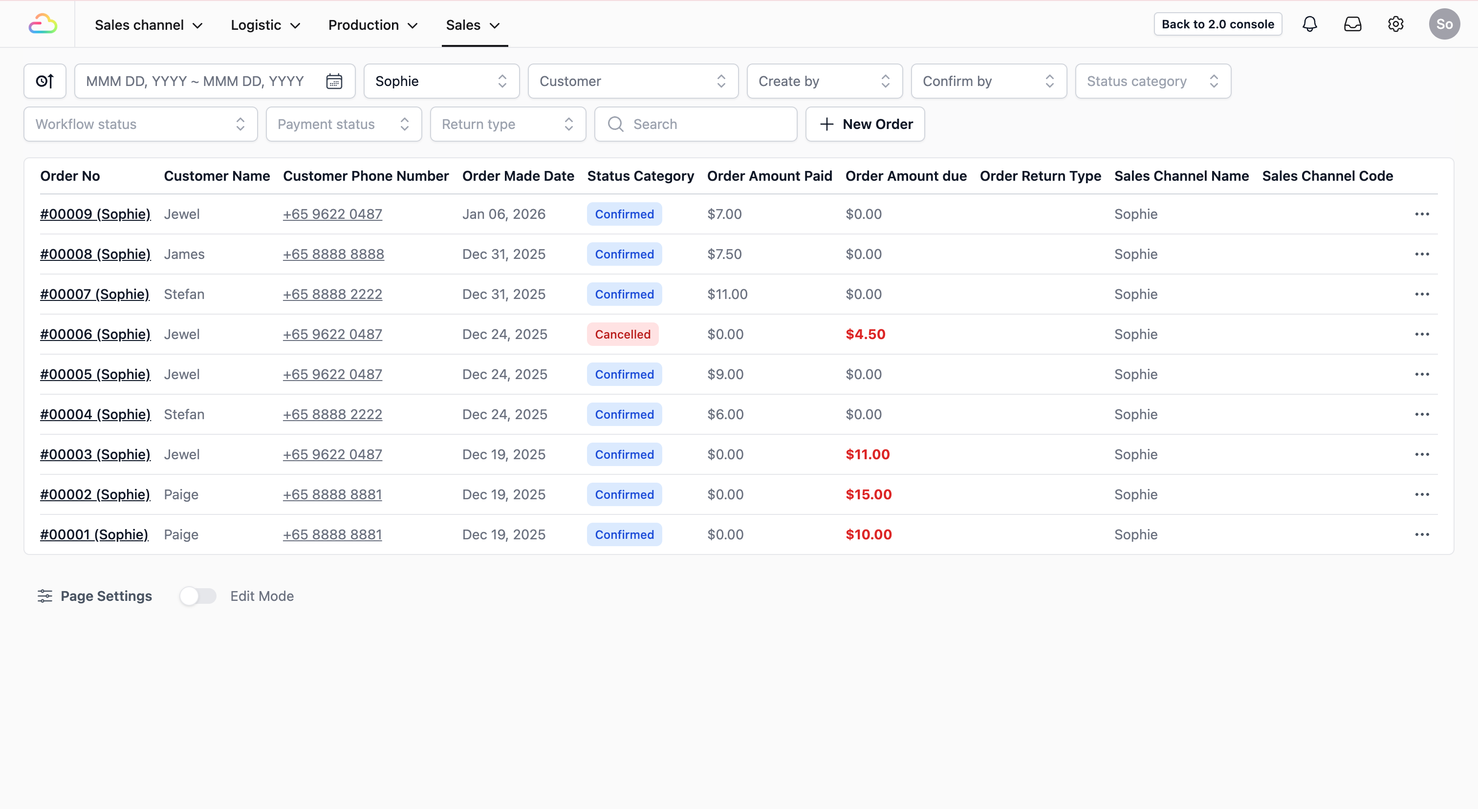The dashboard will refresh instantly, displaying only the orders submitted by that specific agent.
