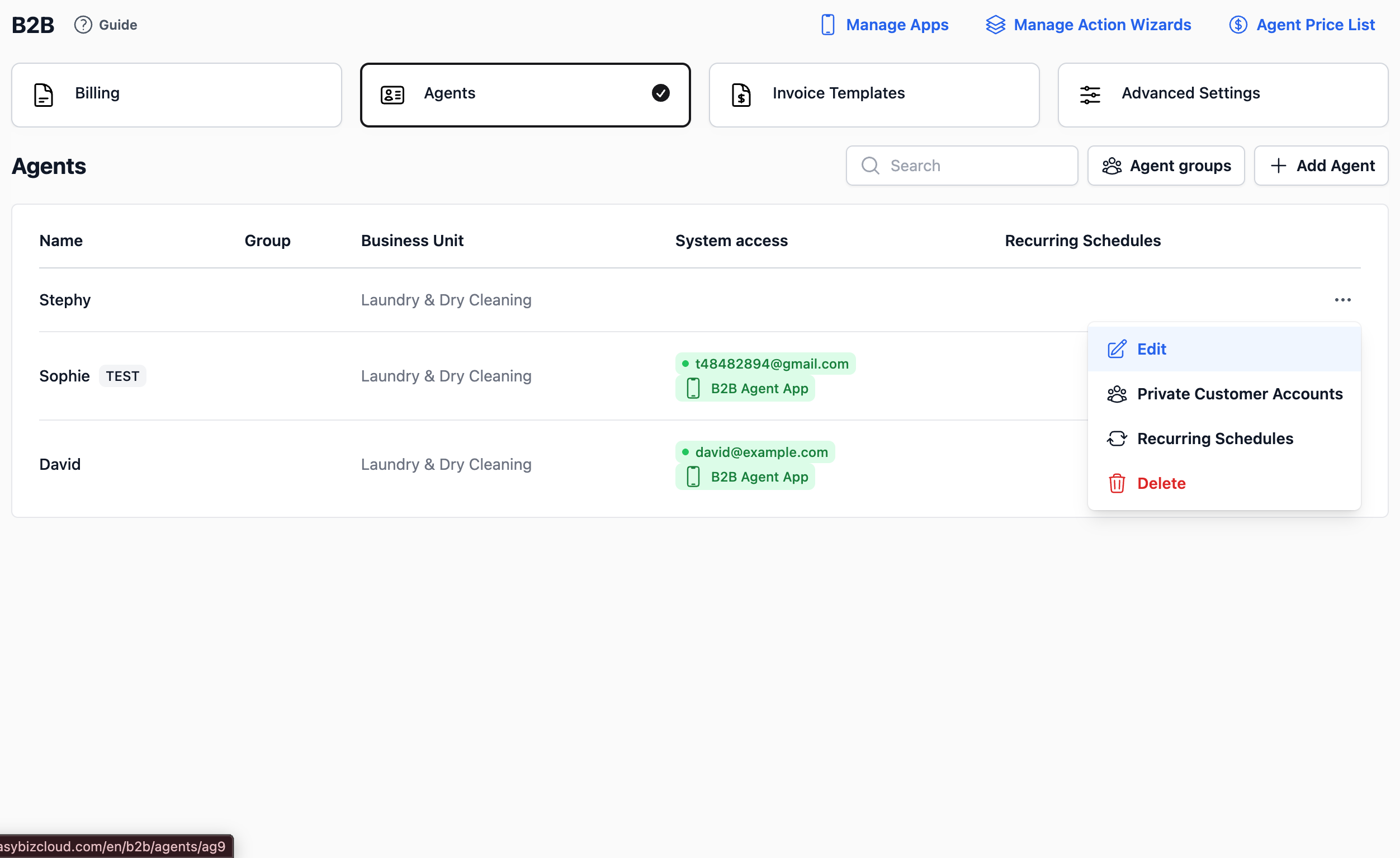 Edit Agent: On the Agents page, find the agent you want to categorize. Click the ••• and select Edit.