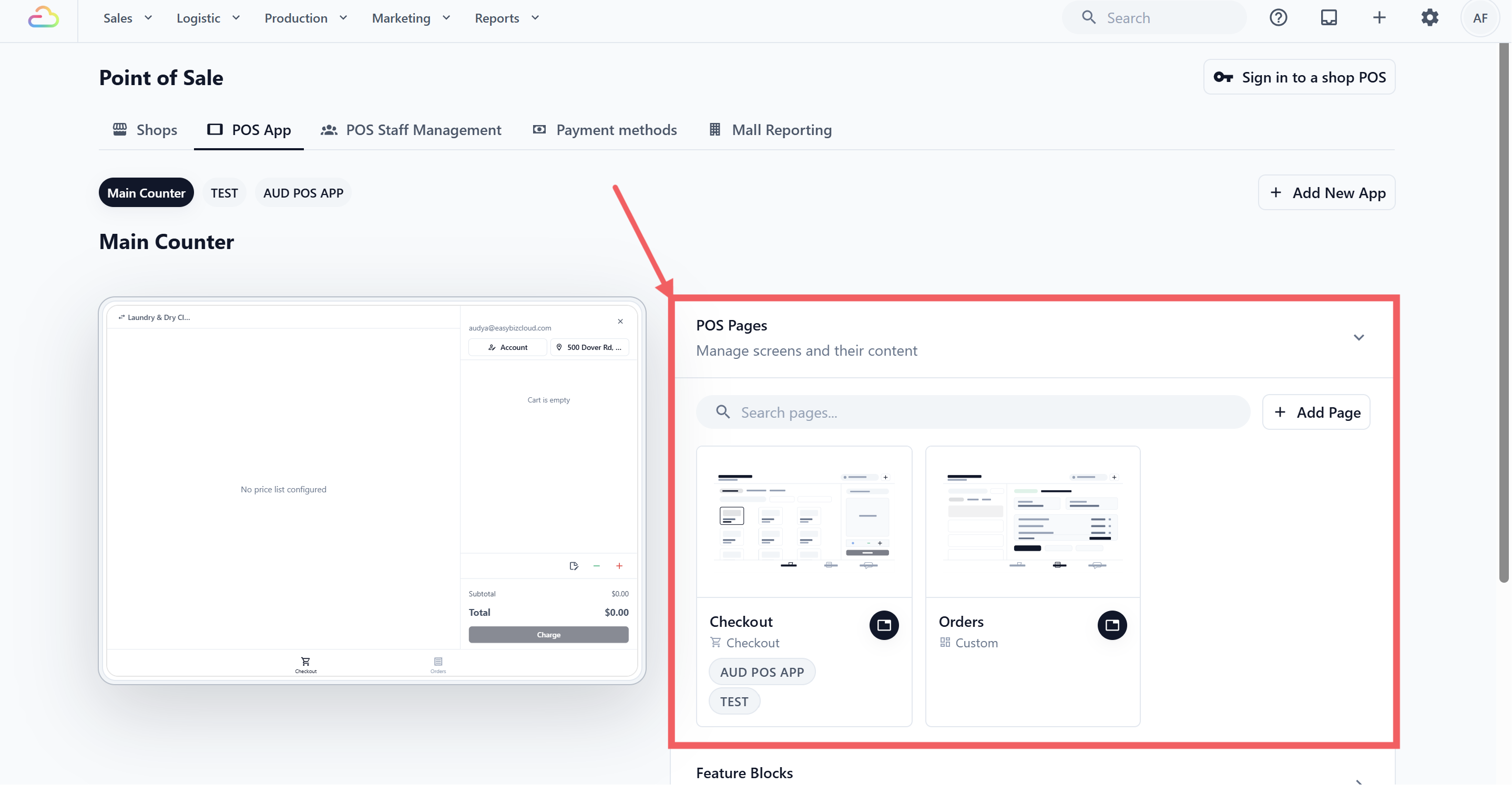 You can view these screens by going to Settings → POS → POS App → POS Pages. You don't need to change anything here, EasyBiz sets them up correctly for you.