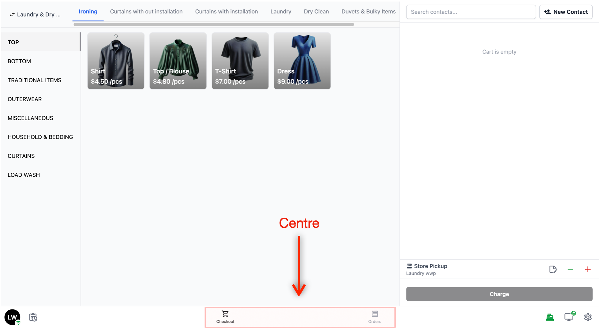 Orders: The list icon. Tap this to view and manage all orders taken on the POS.