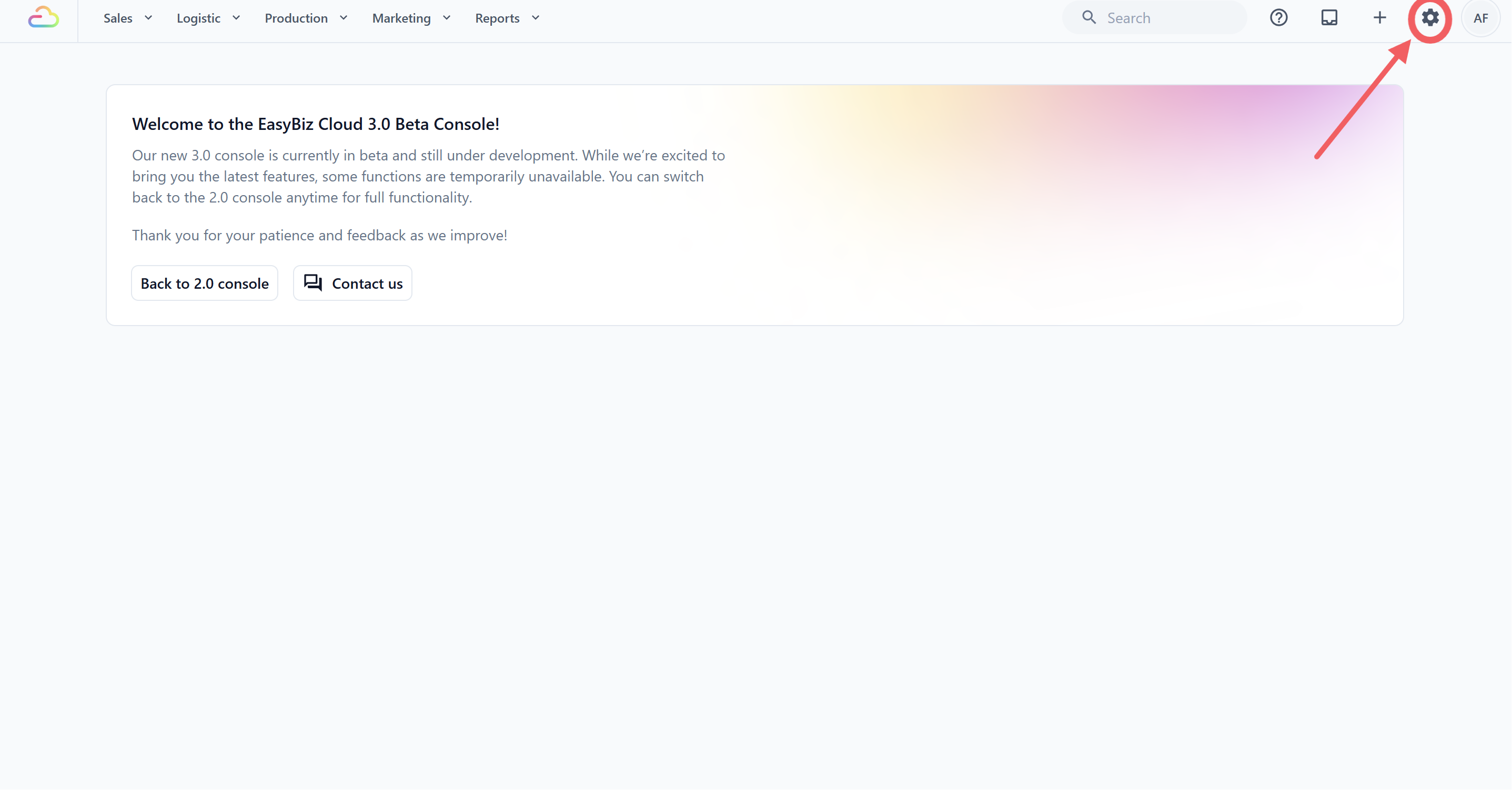 Click the ⚙️ Settings icon in the top-right corner.