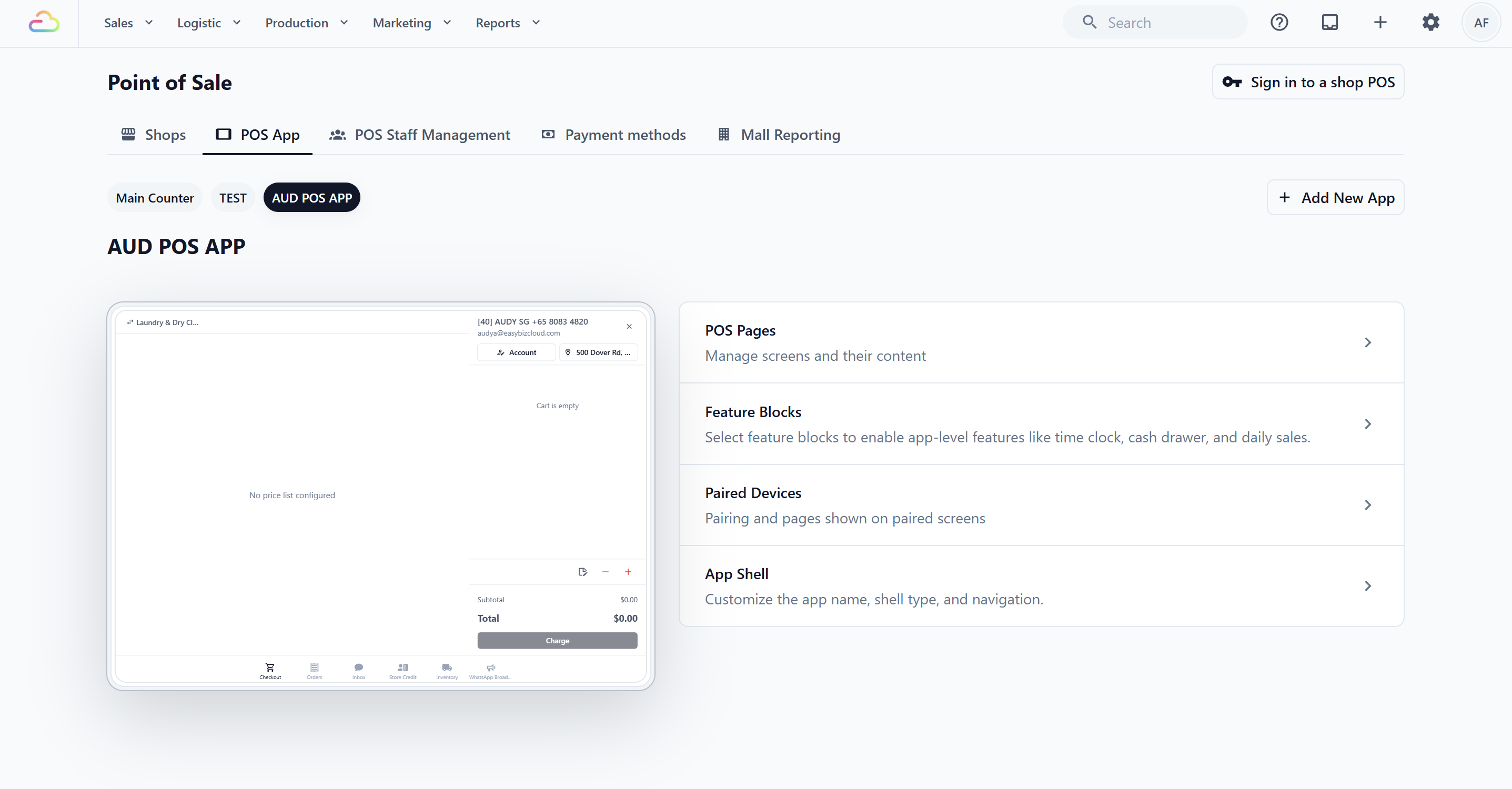 Under the Sales Channels section, click Point of Sale.