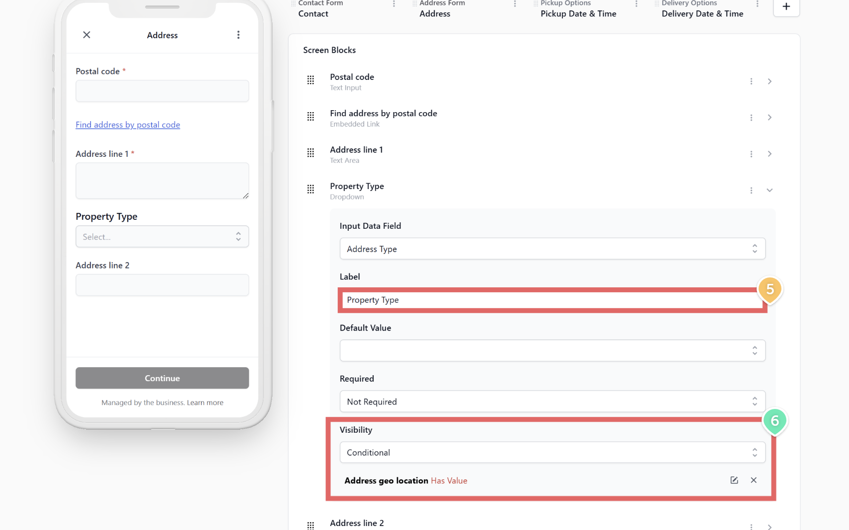 Set the Input Data Field to your newly created Address Type field.
