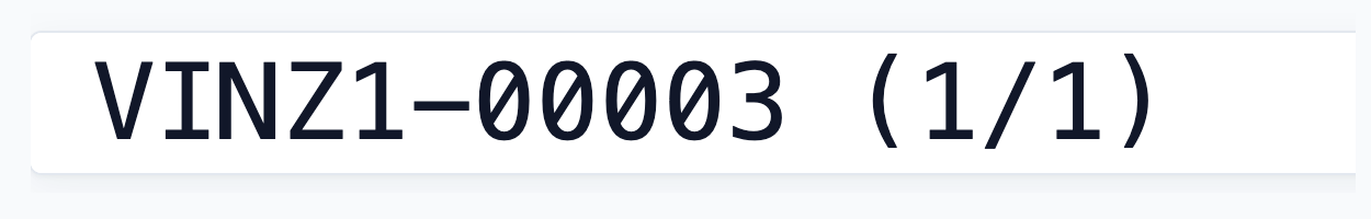 An item label showing the order number and piece number