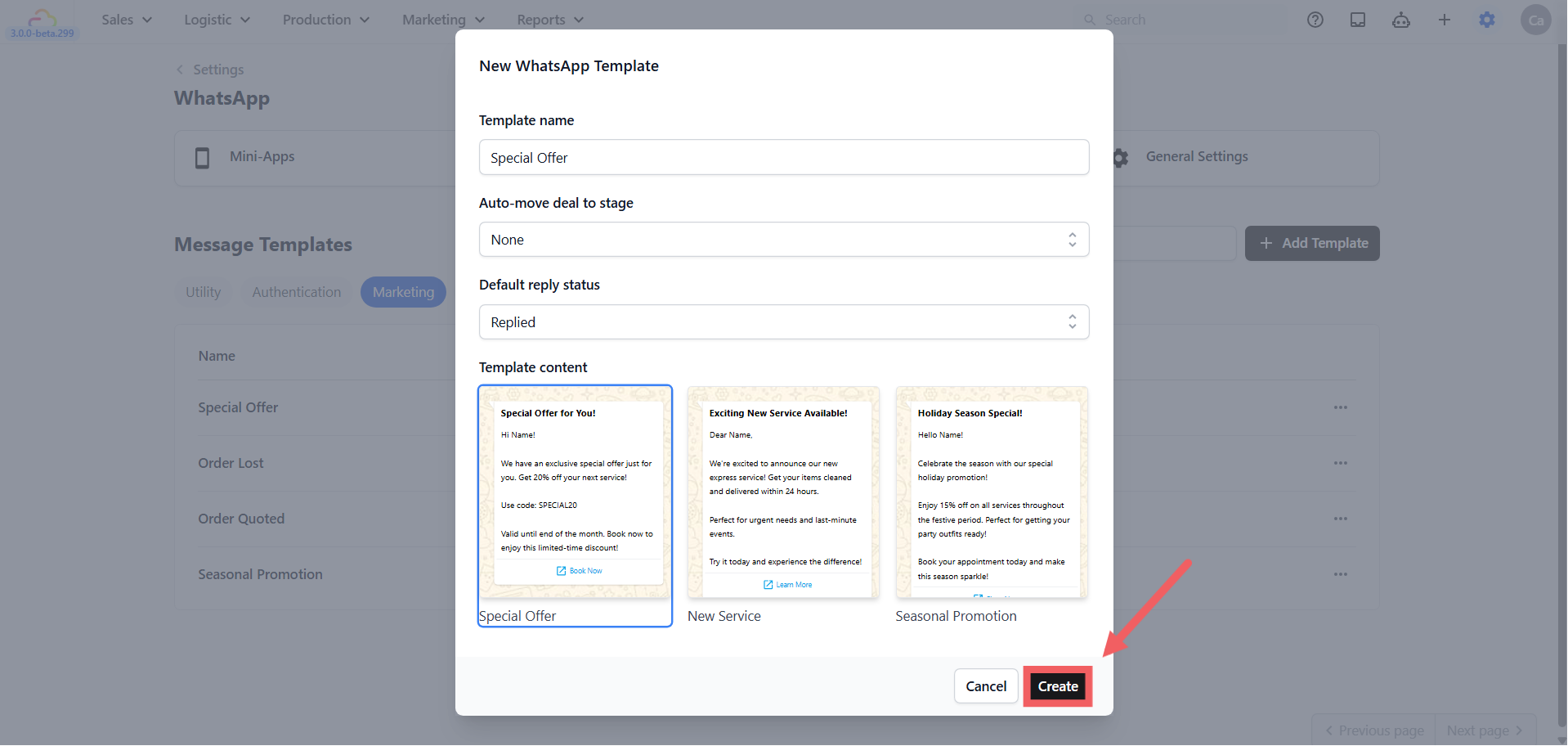 EasyBiz provides 3 ready-made Marketing templates to get you started.