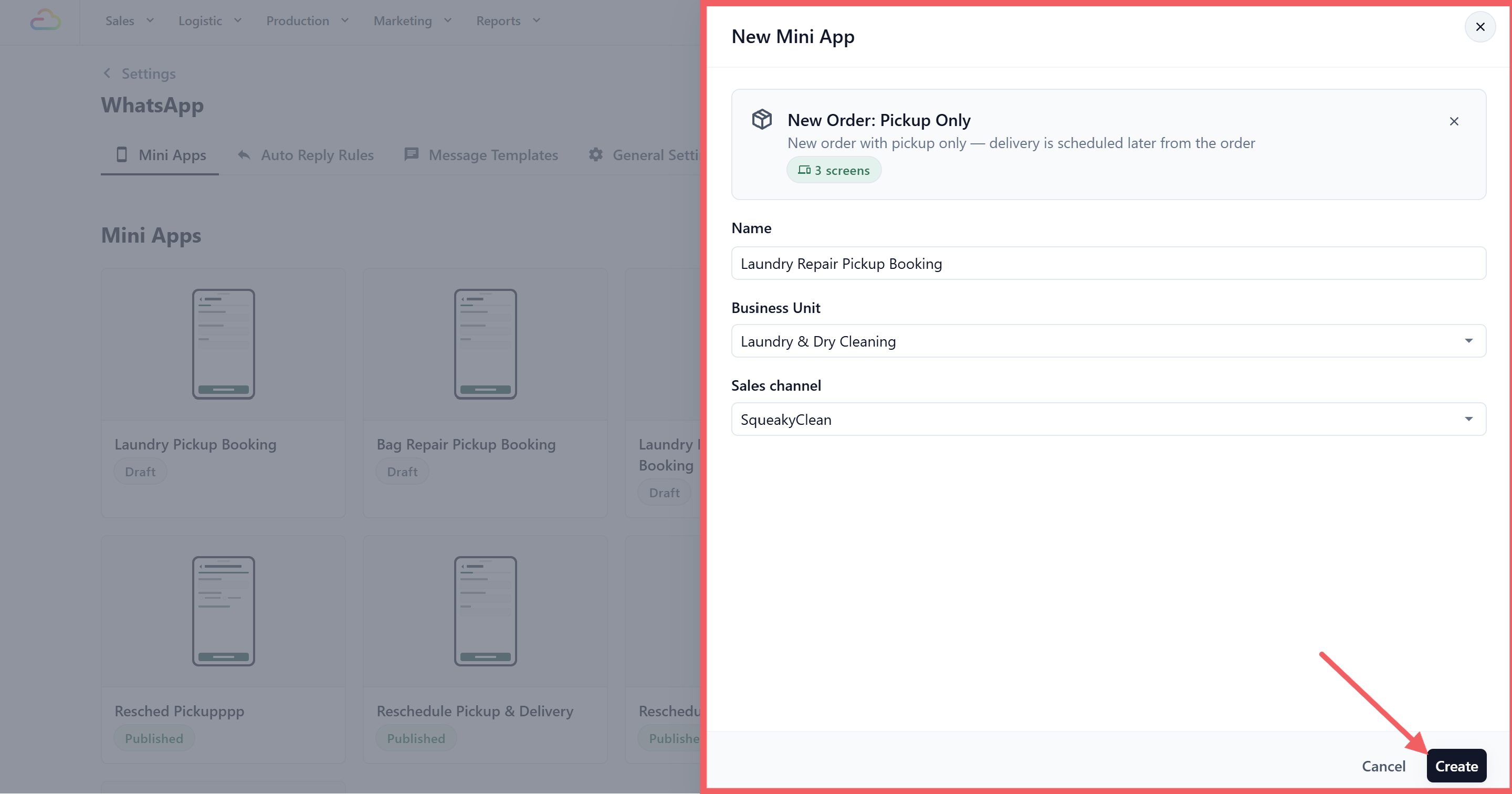 Creating a Pickup-only booking mini app