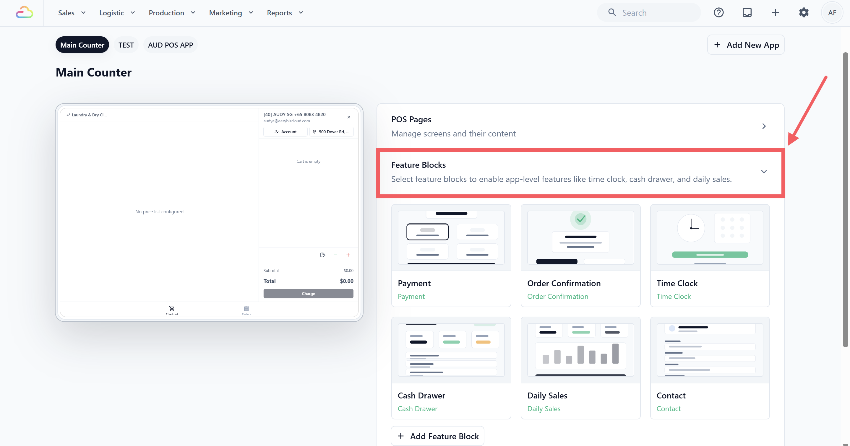Click POS App, then open the app you want to set up.