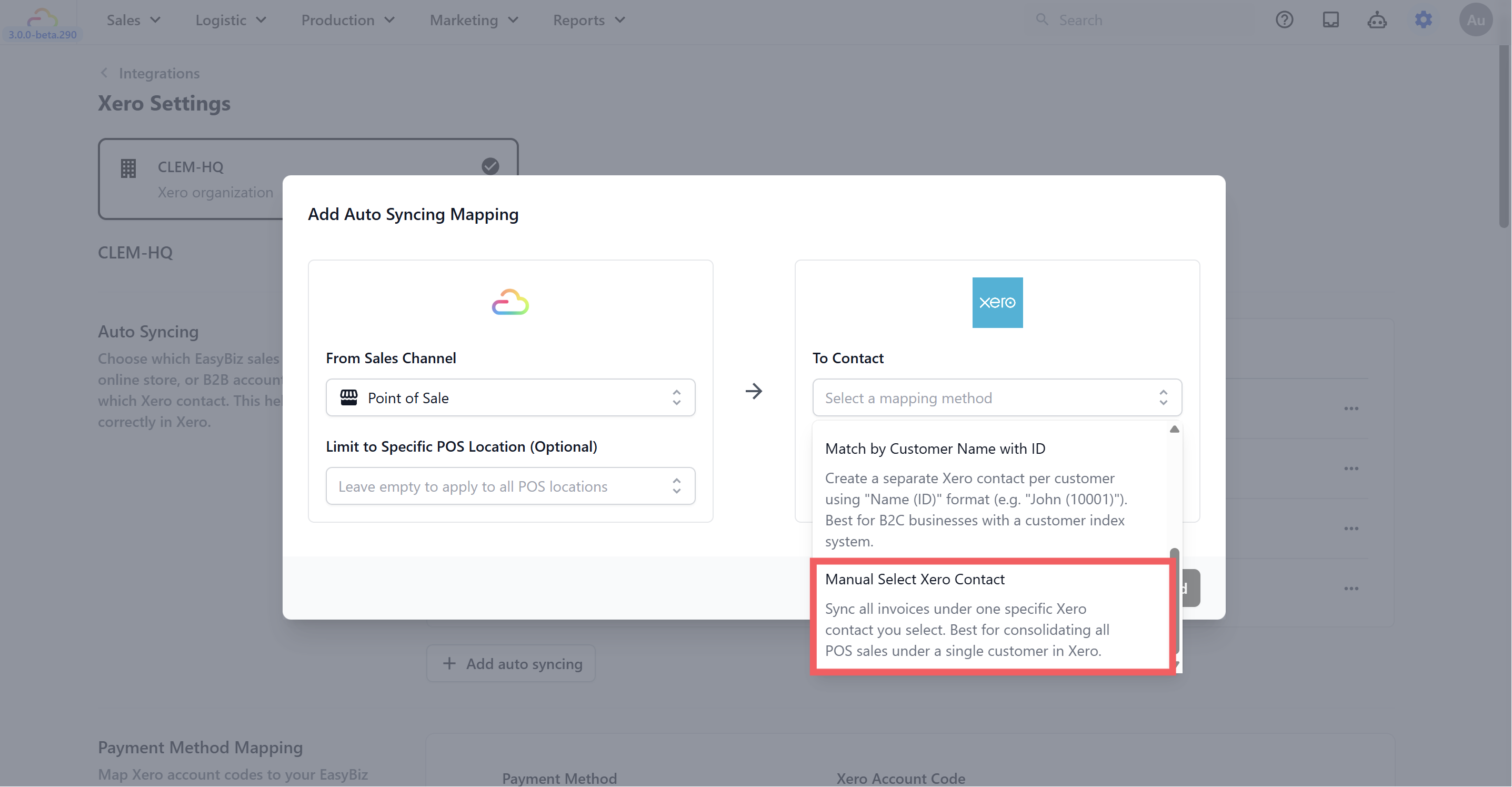 Method 4: Manual Select Xero Contact