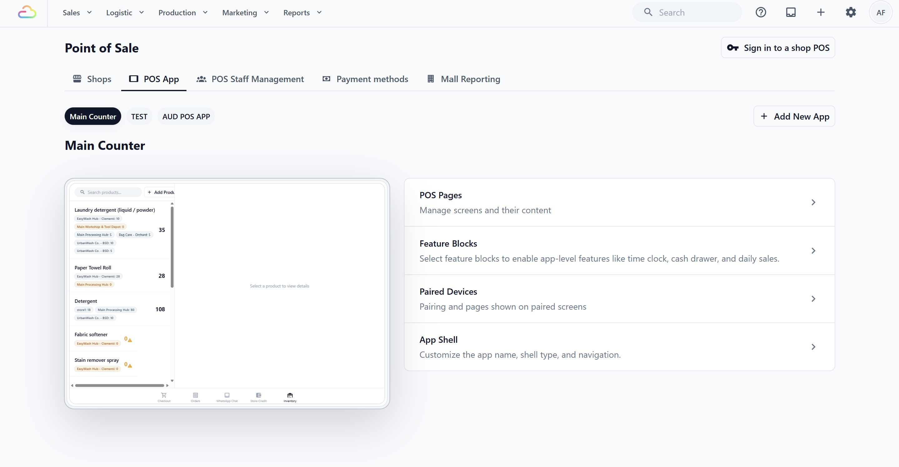 Under the Sales Channels section, click Point of Sale .