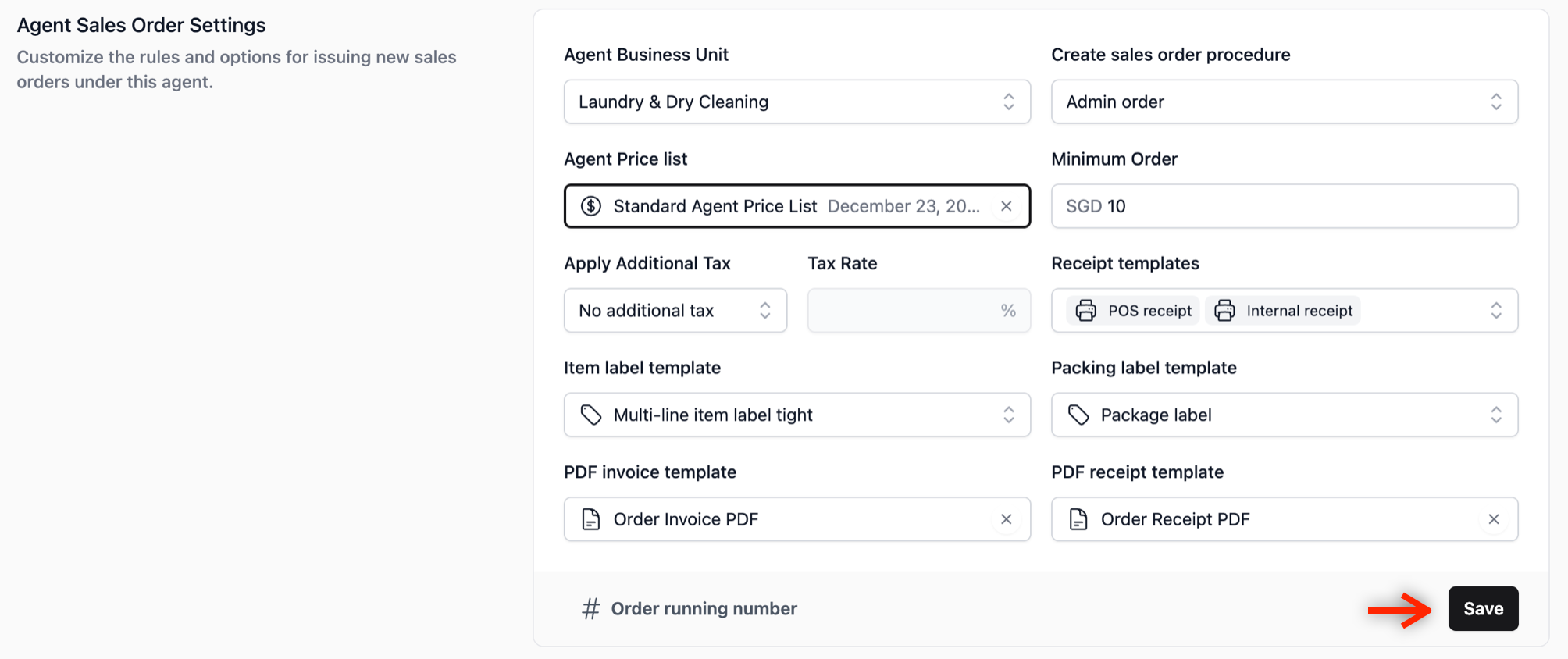 Click on the Save button at the bottom right of the section to apply the change.