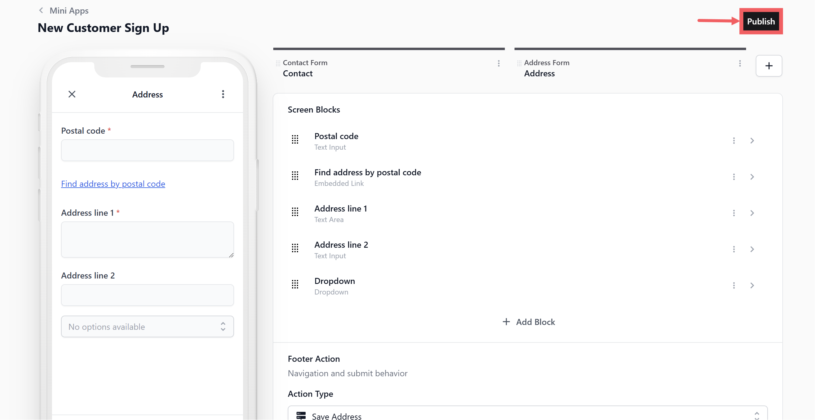Click the black Publish button at the top right corner of the editor.