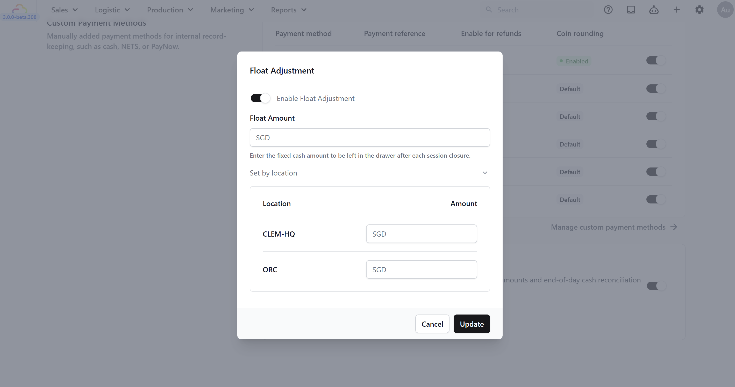 If you set a per-location amount, it overrides the global Float Amount for that location. Locations without a per-location amount fall back to the global one.