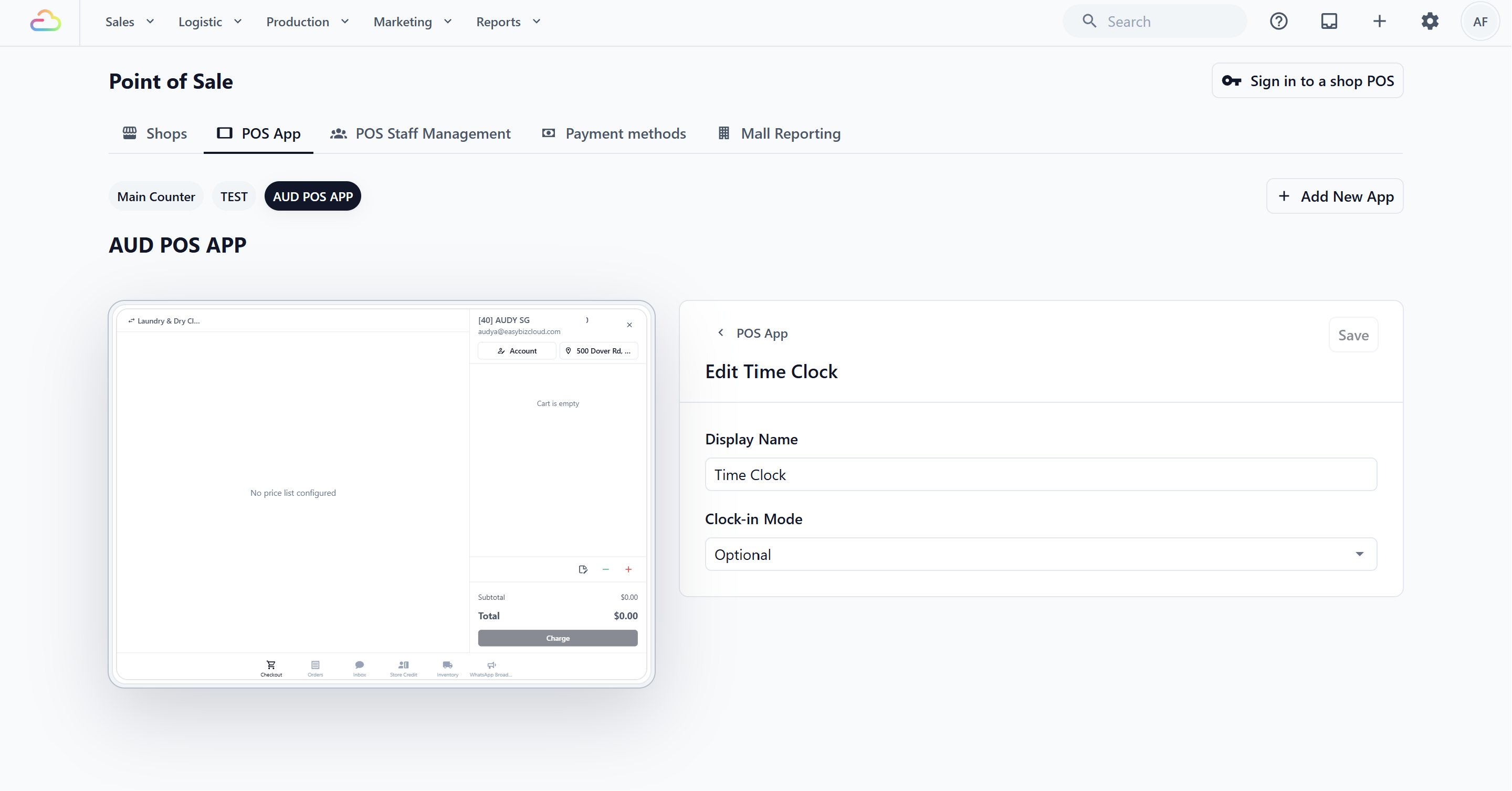 Time Clock Settings